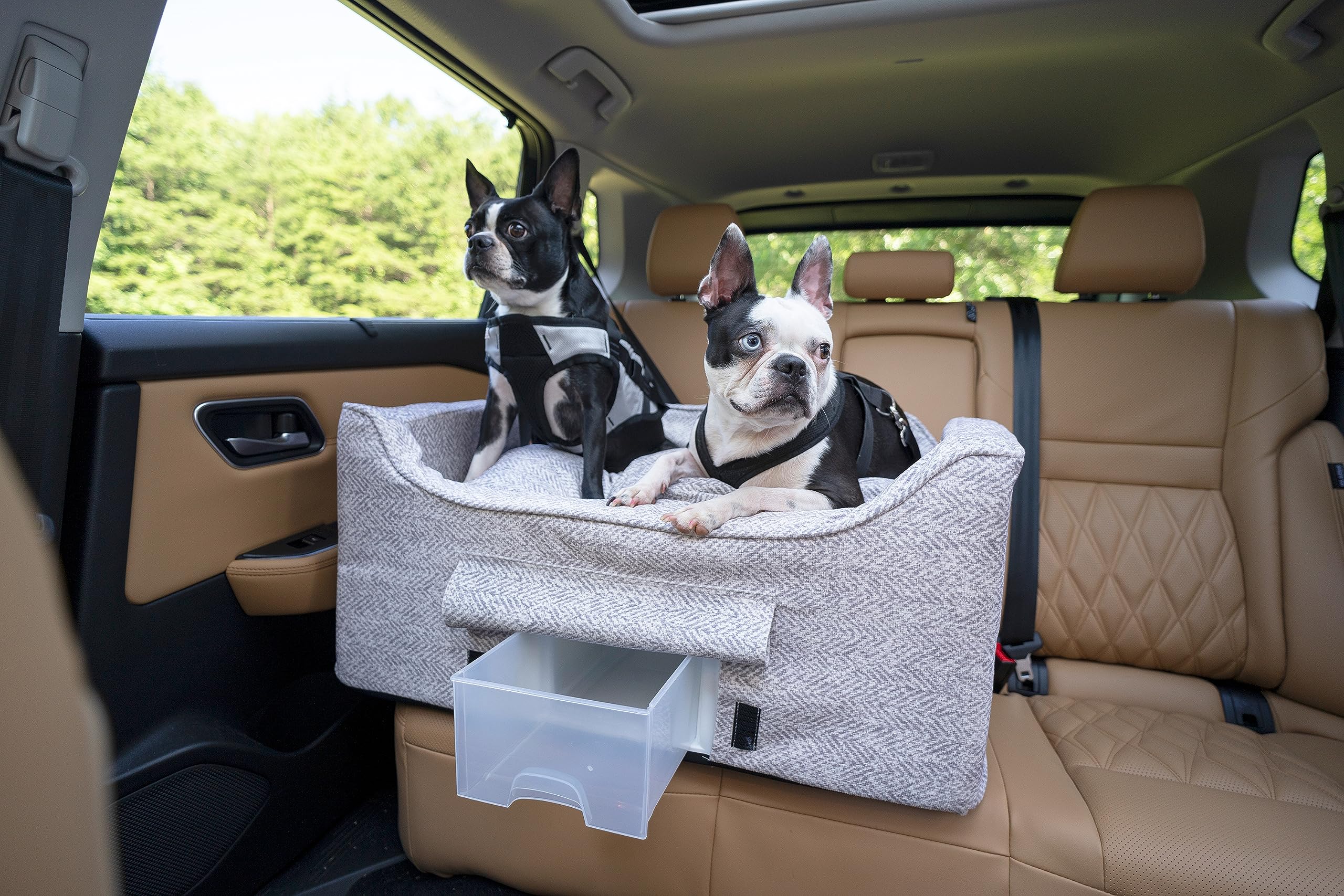 Snoozer Lookout II Car Seat with Storage Tray - Dog Car Seats for Medium Dogs, Booster Bed for Medium Sized Pets Up to 34 Lbs, E