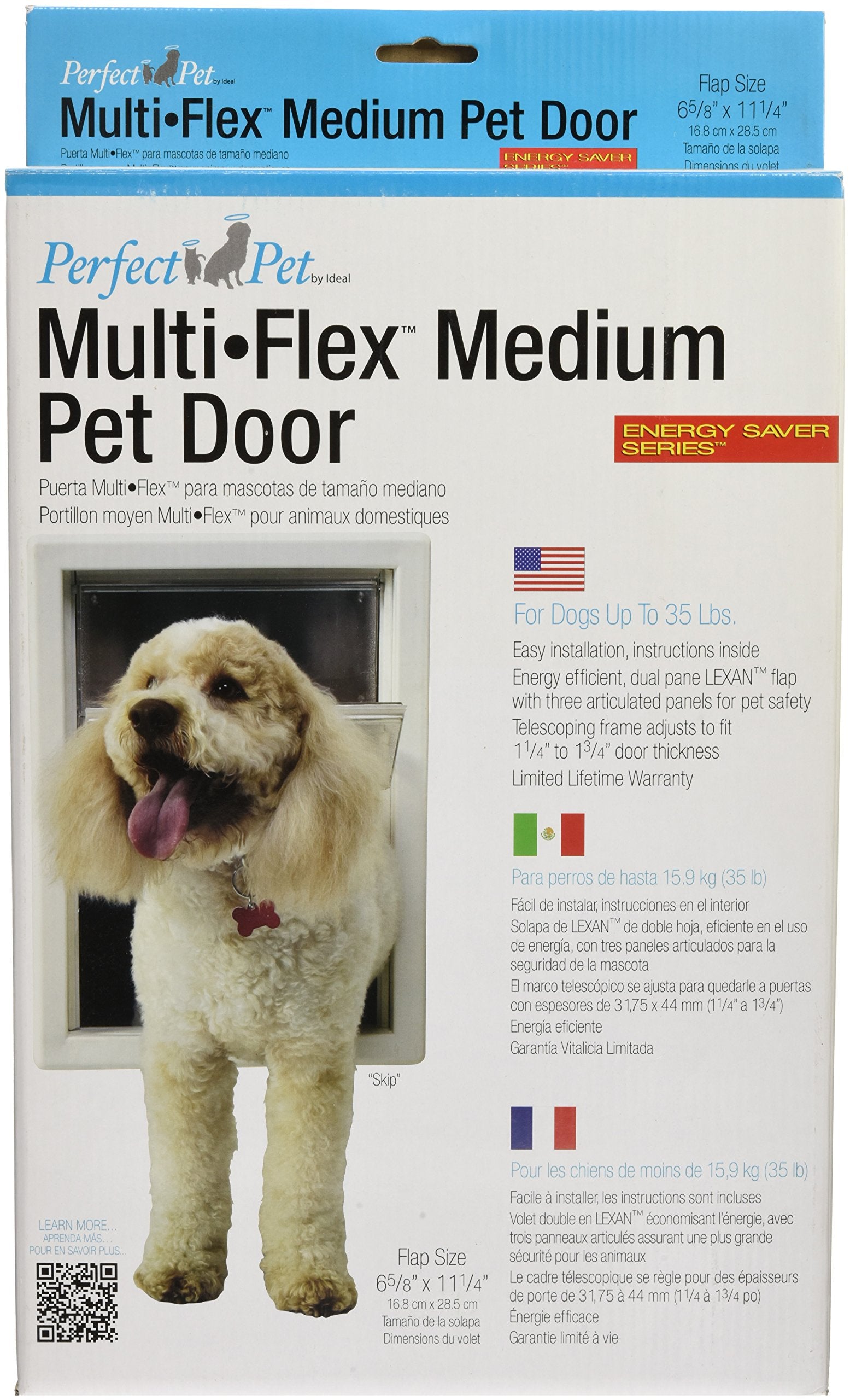 Perfect Pet Multi-Flex Pet Door, Medium, 6.38' X 11.25' Flap Size