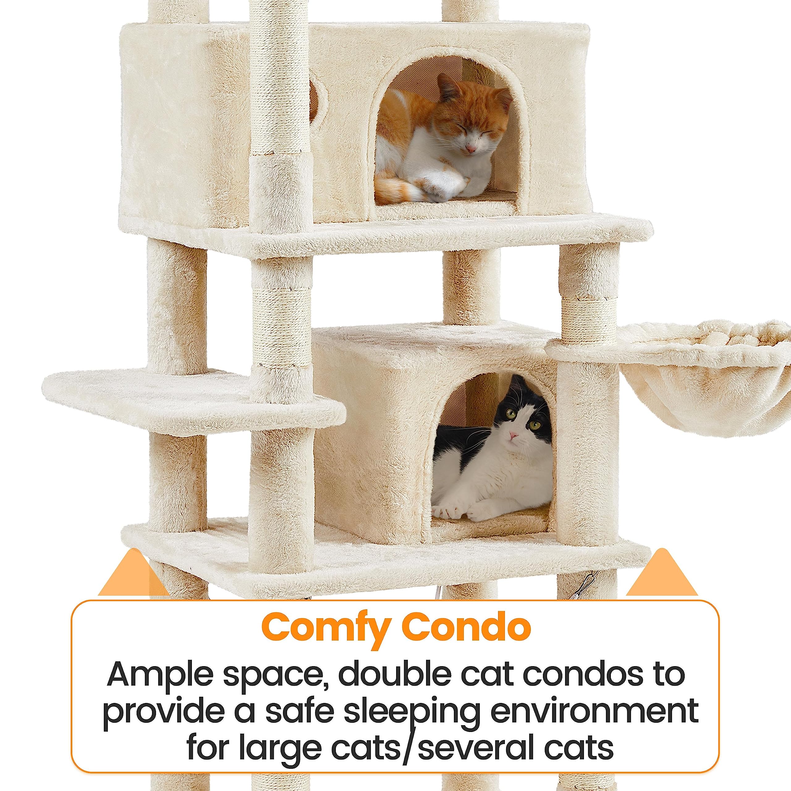 Yaheetech Cat Tree For Indoor Cats, 67-Inch Cat Tower With Scratching Posts, Multi-Level Cat Condo W/Removable Fur Ball Sticks &