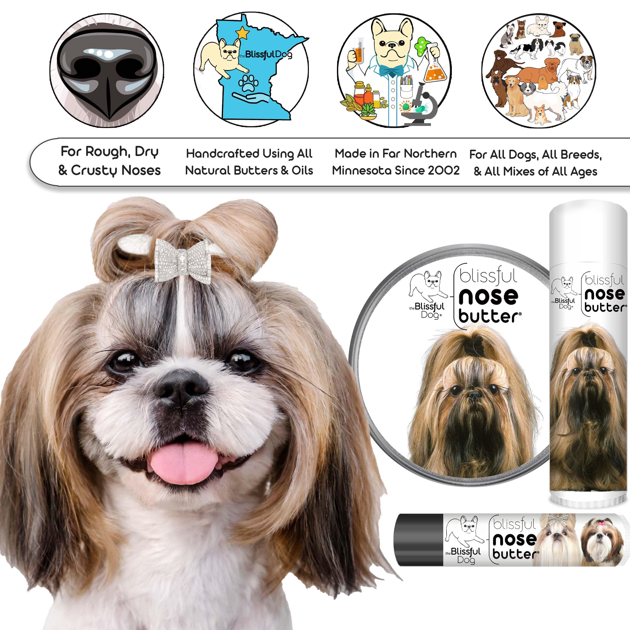 The Blissful Dog Shih Tzu Unscented Nose Butter - Dog Nose Butter, 8 Ounce