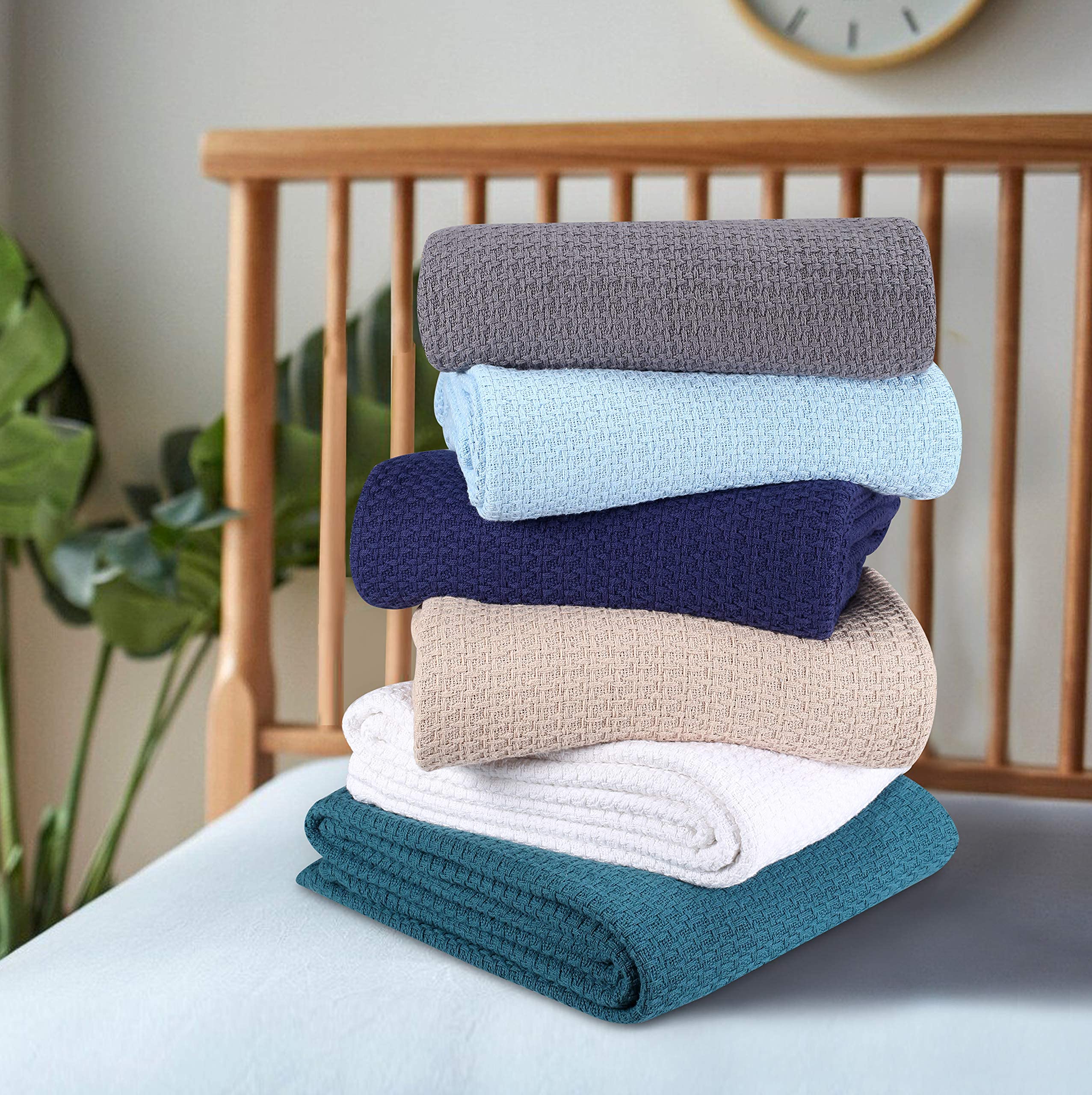 Elvana Home 100 Cotton Bed Blanket, Breathable Bed Blanket Queen Size, Cotton Thermal Blankets Queen, Perfect For Layering Any B
