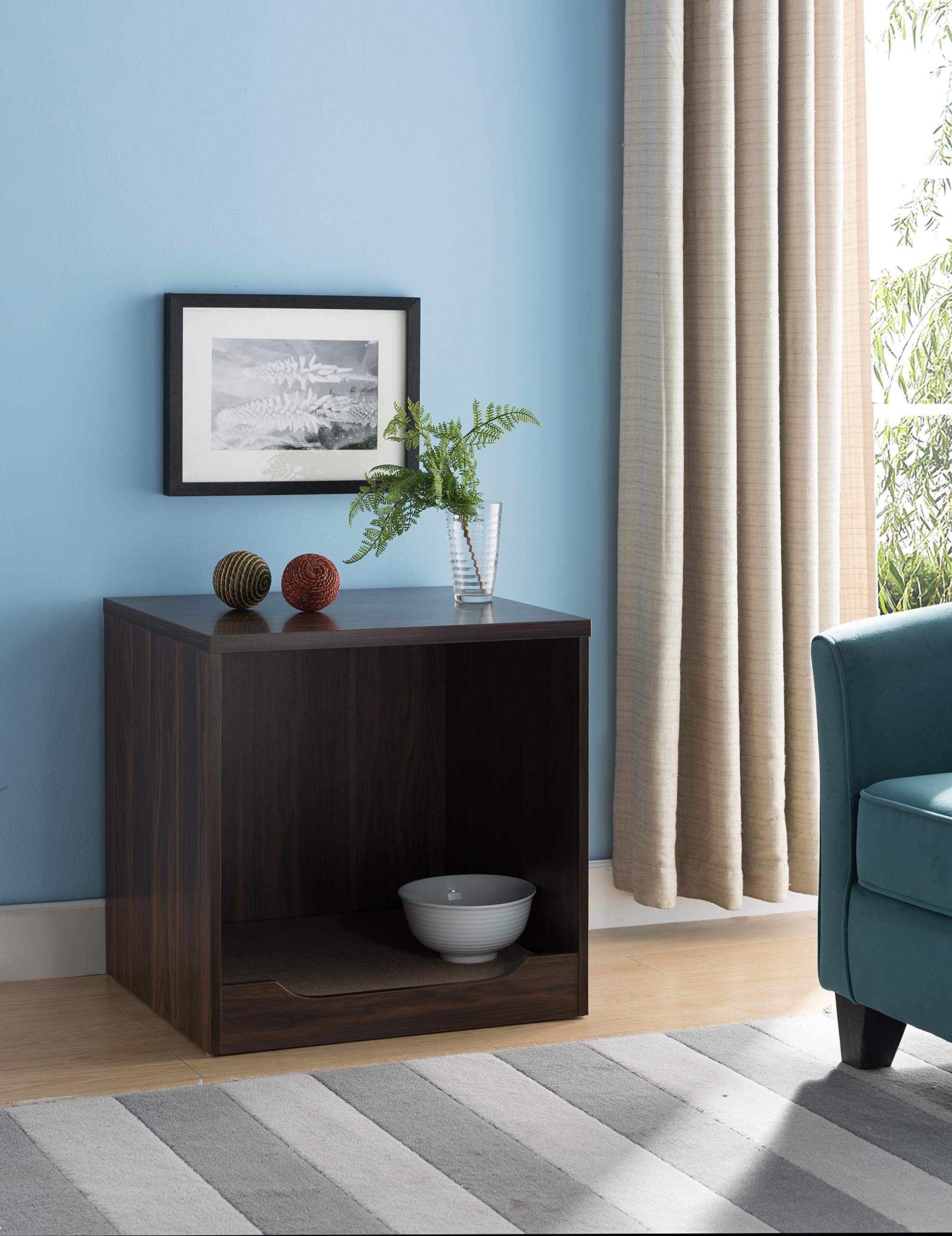 Benzara Bm179743 Wooden Pet End Table, Dark Walnut Brown