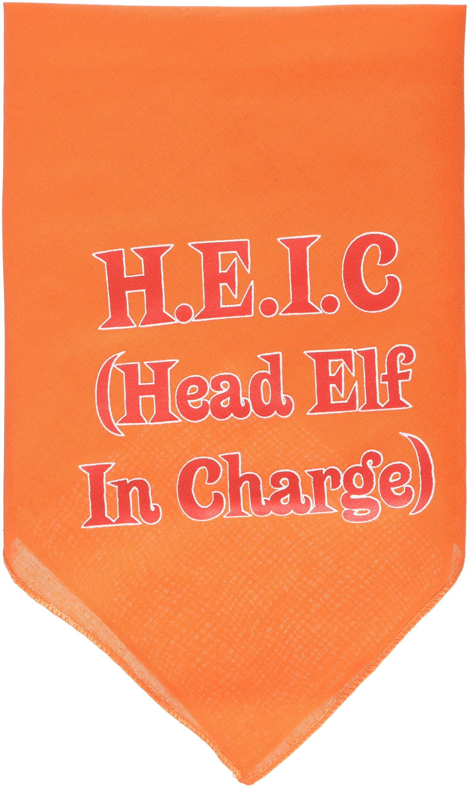 Mirage Pet Products Head Elf in Charge Screen Print Bandana for Pets, Small, Orange