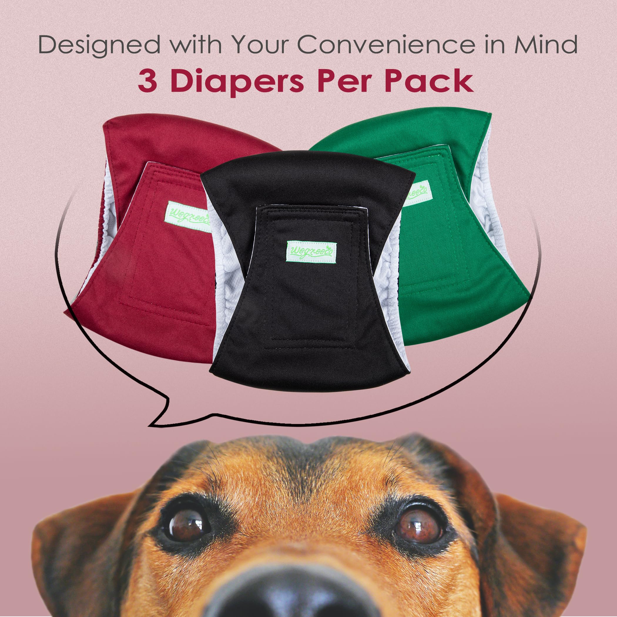 Wegreeco Washable Male Dog Belly Band (Stylish Pattern)- Pack Of 3 - Washable Male Dog Belly Wrap, Dog Diapers Male (Burgundy, Black, Jade, X-Large)