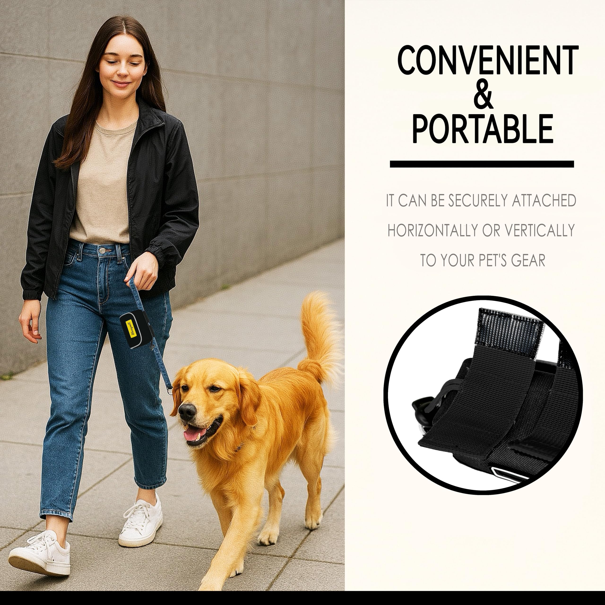 Dog Poop Bag Holder for Leash, 2 Waterproof Zipper Pouches, Dog Treat Pouch for Pet Walking Accessories, with Dispenser, Trainin