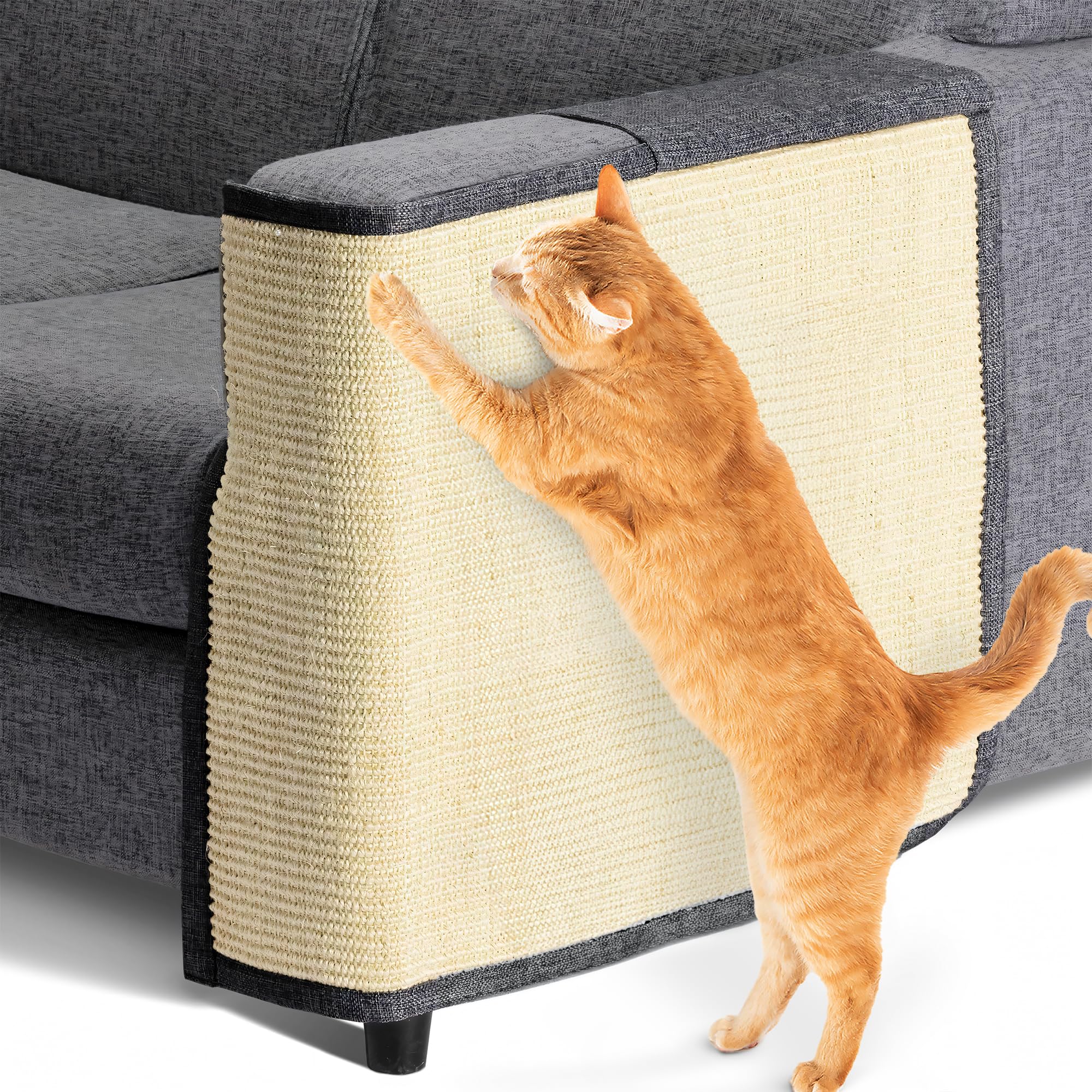 Navaris Cat Scratch Mat - Natural Sisal Furniture Protector Scratching Pad Carpet Of Couch, Sofa, Chair