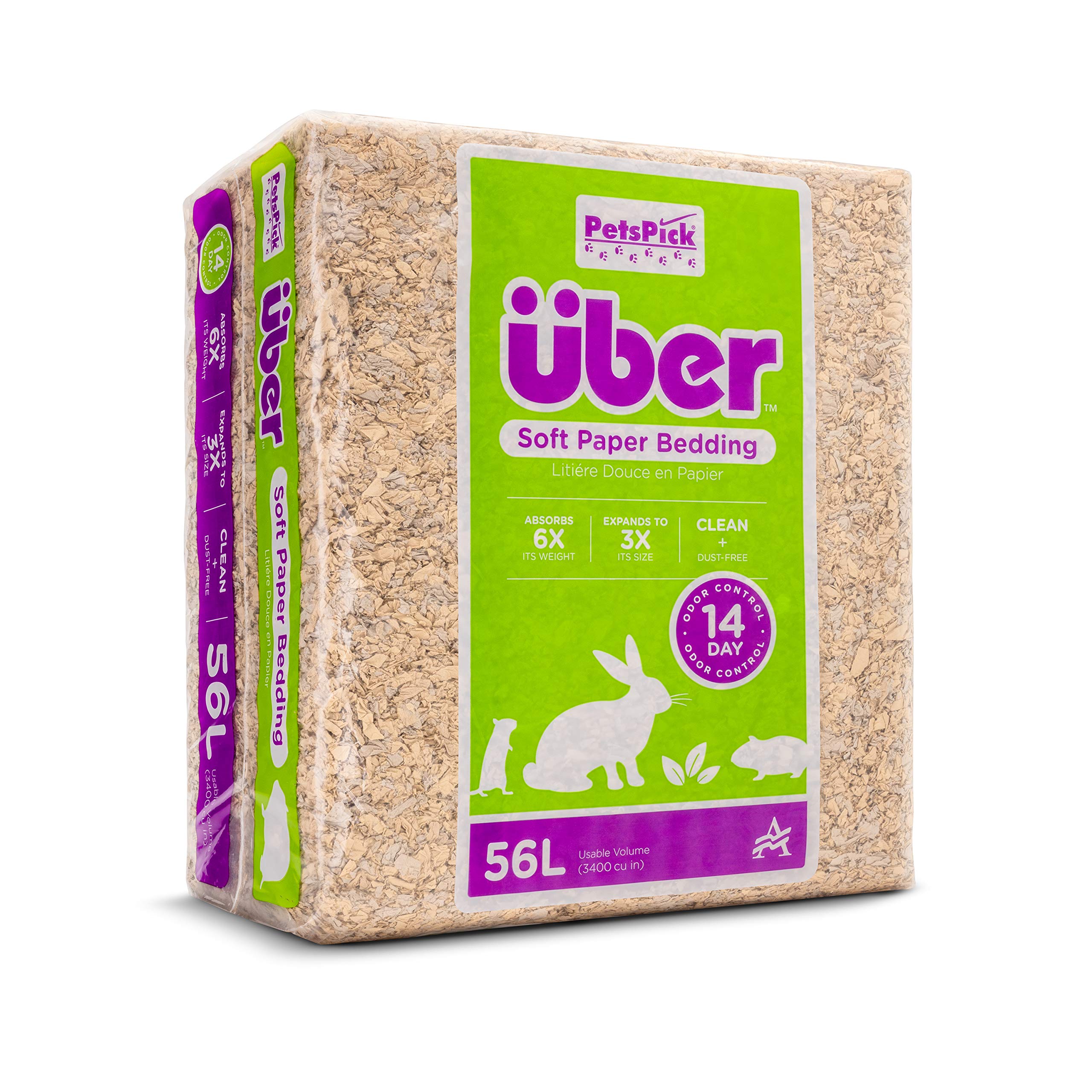 PETSPICK Uber Soft Paper Pet Bedding for Small Animals, Natural, 56L