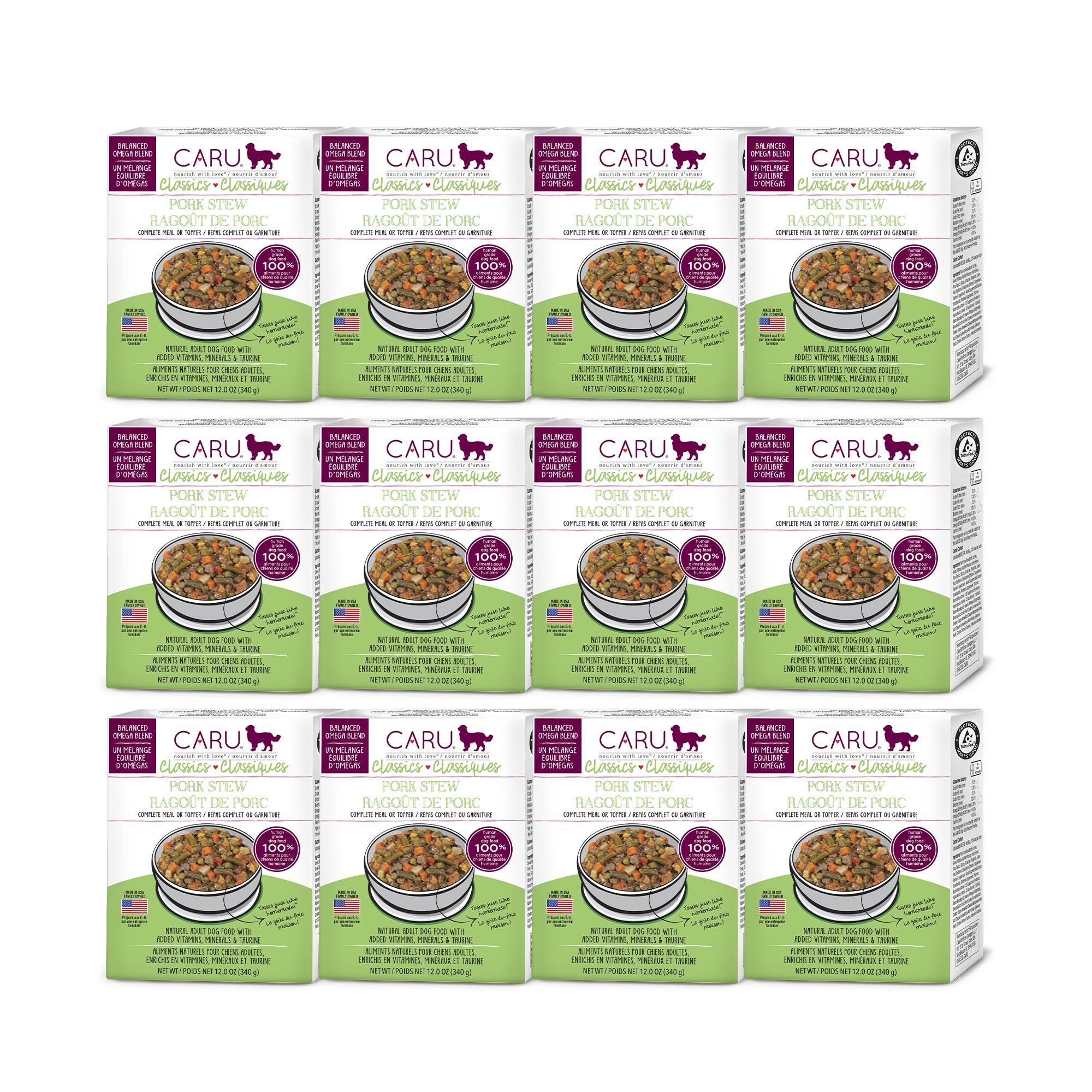 Caru - Classics Pork Stew - For Dogs - Supports Overall Pet Health - Wet Dog Food/Meal Topper - Human Grade Ingredients - Grain,