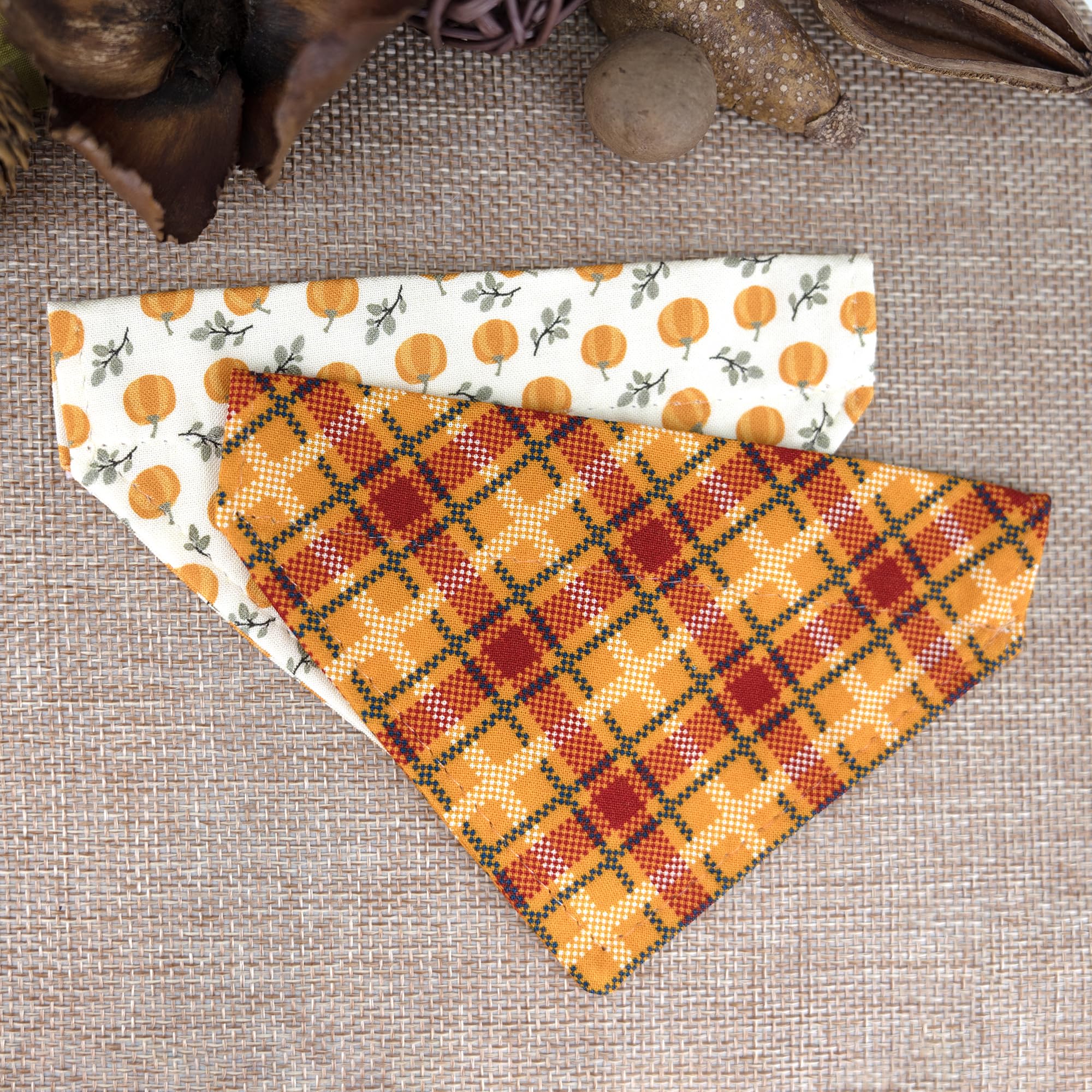 Ultra Joys Breakaway Cat Collar Kitten Collar With Bandana - Orange Plaid Large