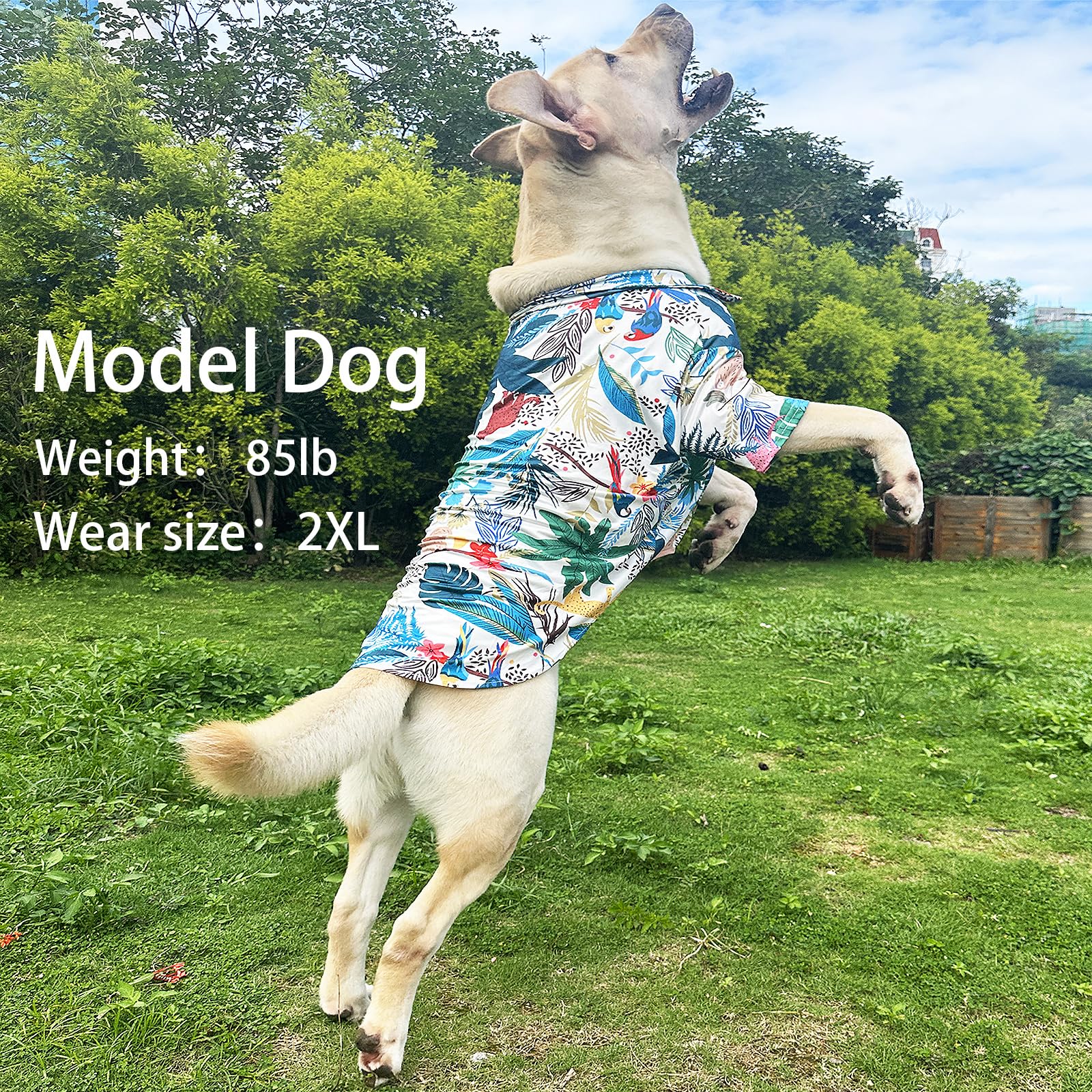 Pripre Hawaii Dog Shirt Green Leaf Printed T-Shirt Breathable Cool Shirt Summer Beach Style Dog Clothes Medium And Large Dog Boy