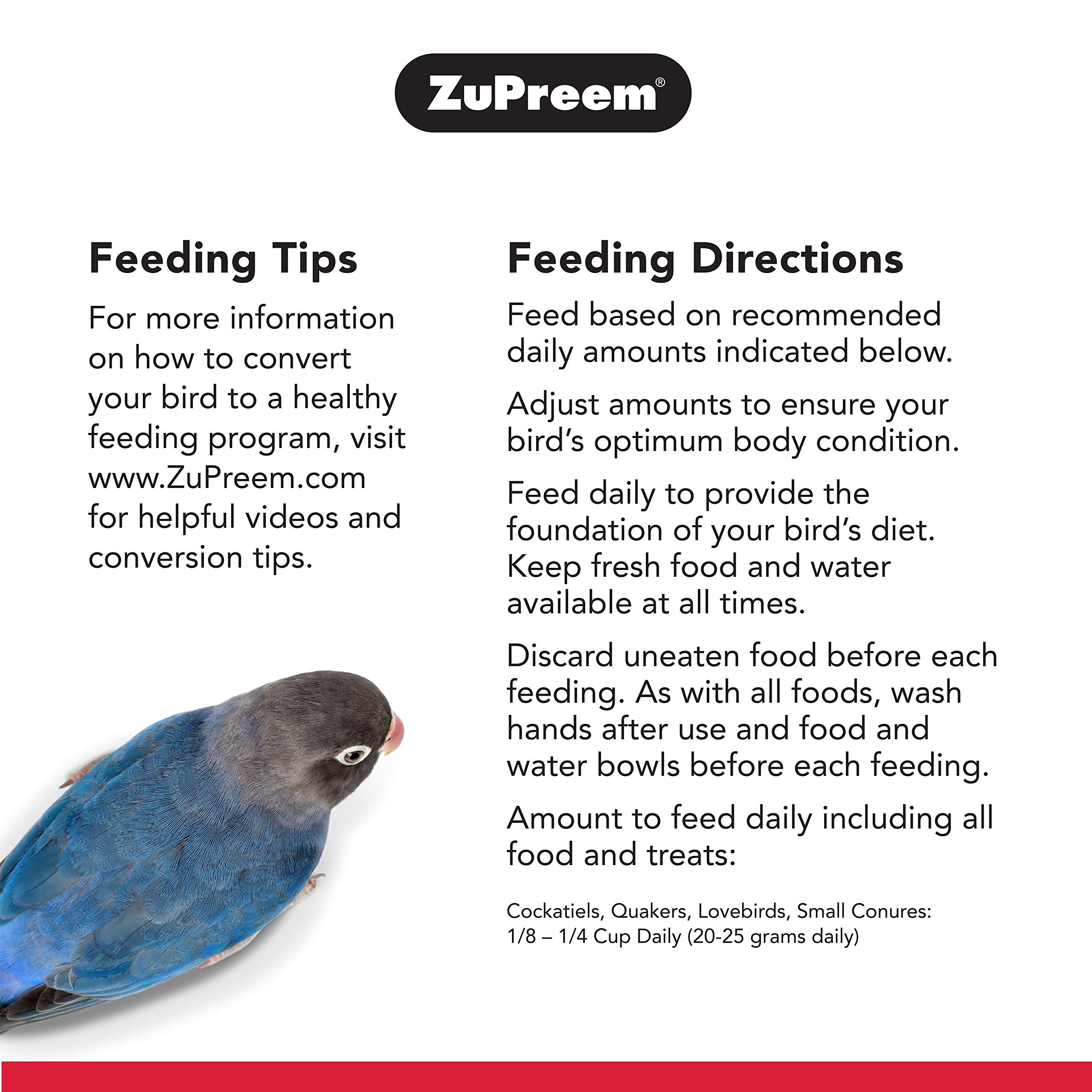 ZuPreem NutBlend Bird Pellets, Daily Bird Food for Cockatiel, Lovebird, Quaker, Small Conure, Lorikeet, Core Nutrition for Mediu
