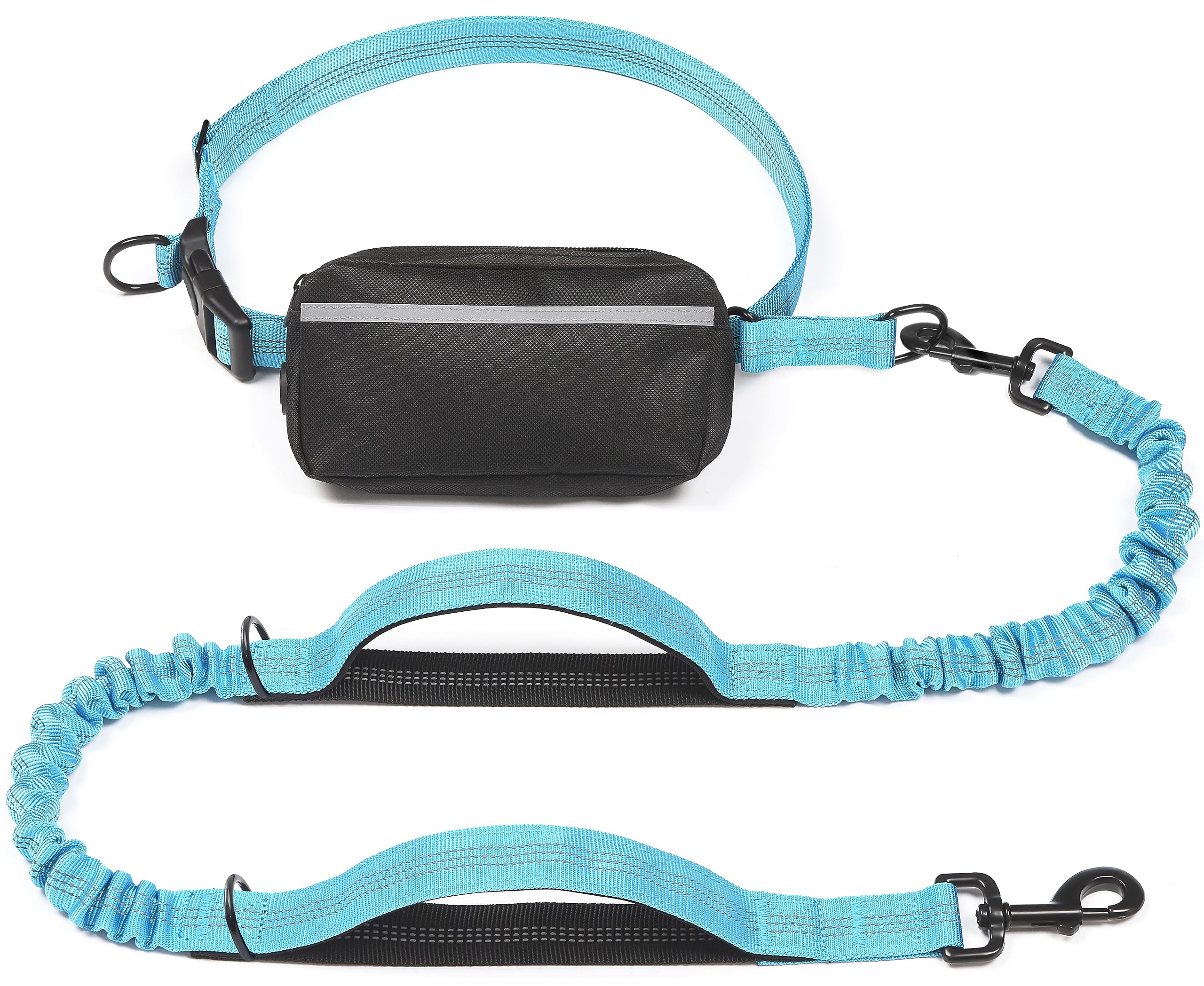 iYoShop Hands Free Dog Leash with Zipper Pouch, Dual Padded Handles and Durable Bungee for Walking, Jogging and Running Your Dog