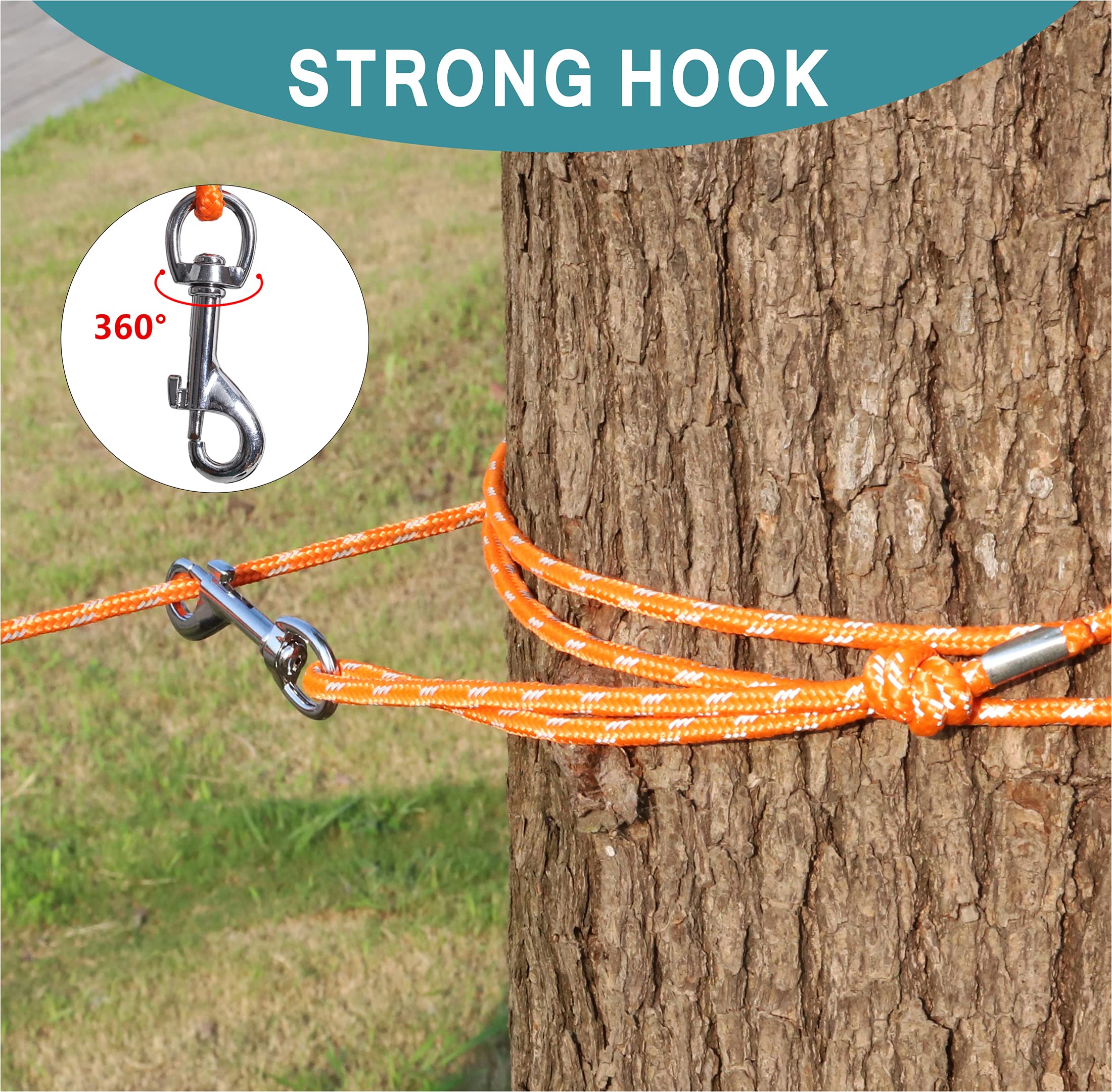 Reflective Cat Leash -50Ft Cat Cable Out Leash Escape Proof Walking Leads Yard Long Leash Durable Safe Personalized Extender Lea