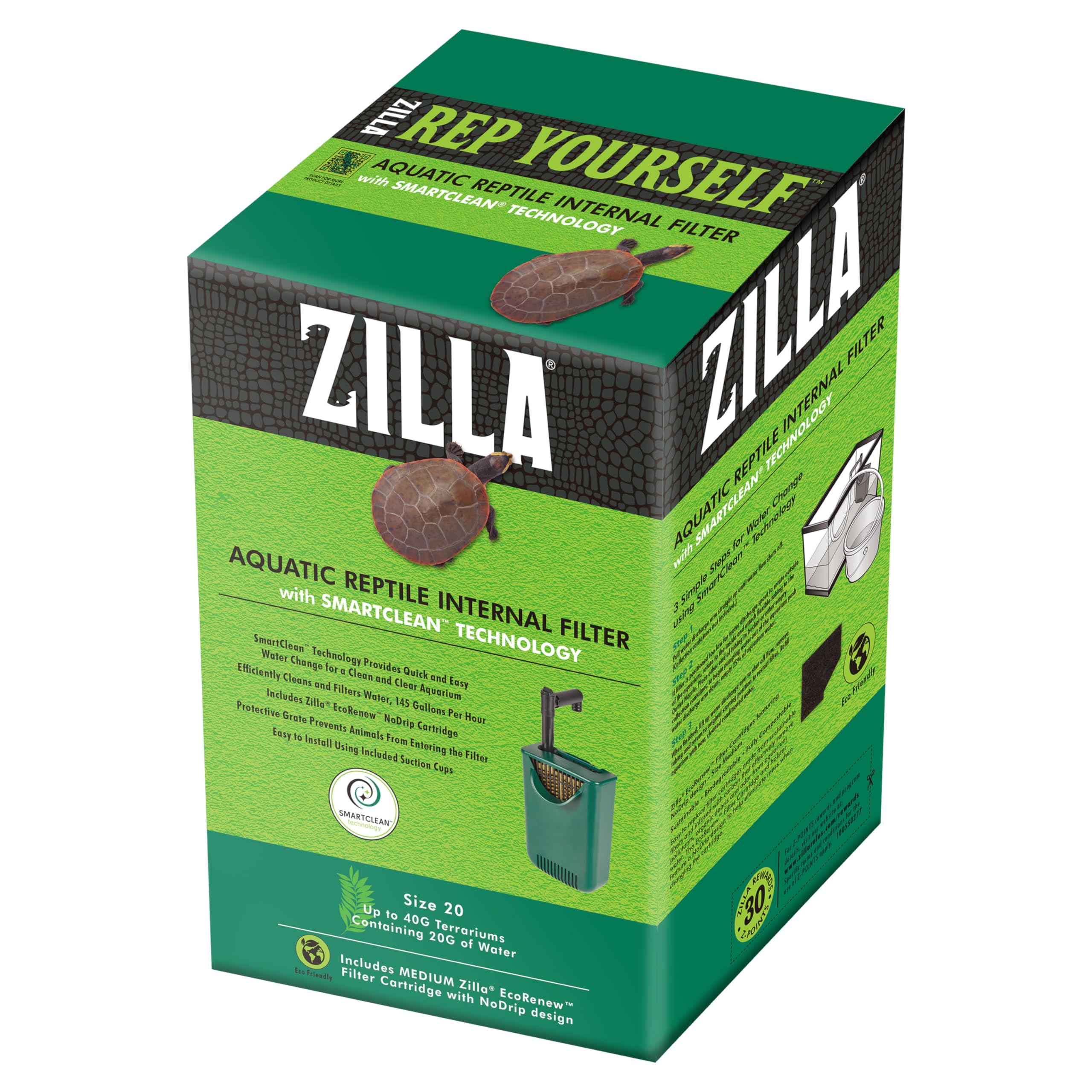 Zilla Aquatic Reptile Internal Filter With Smartclean Technology