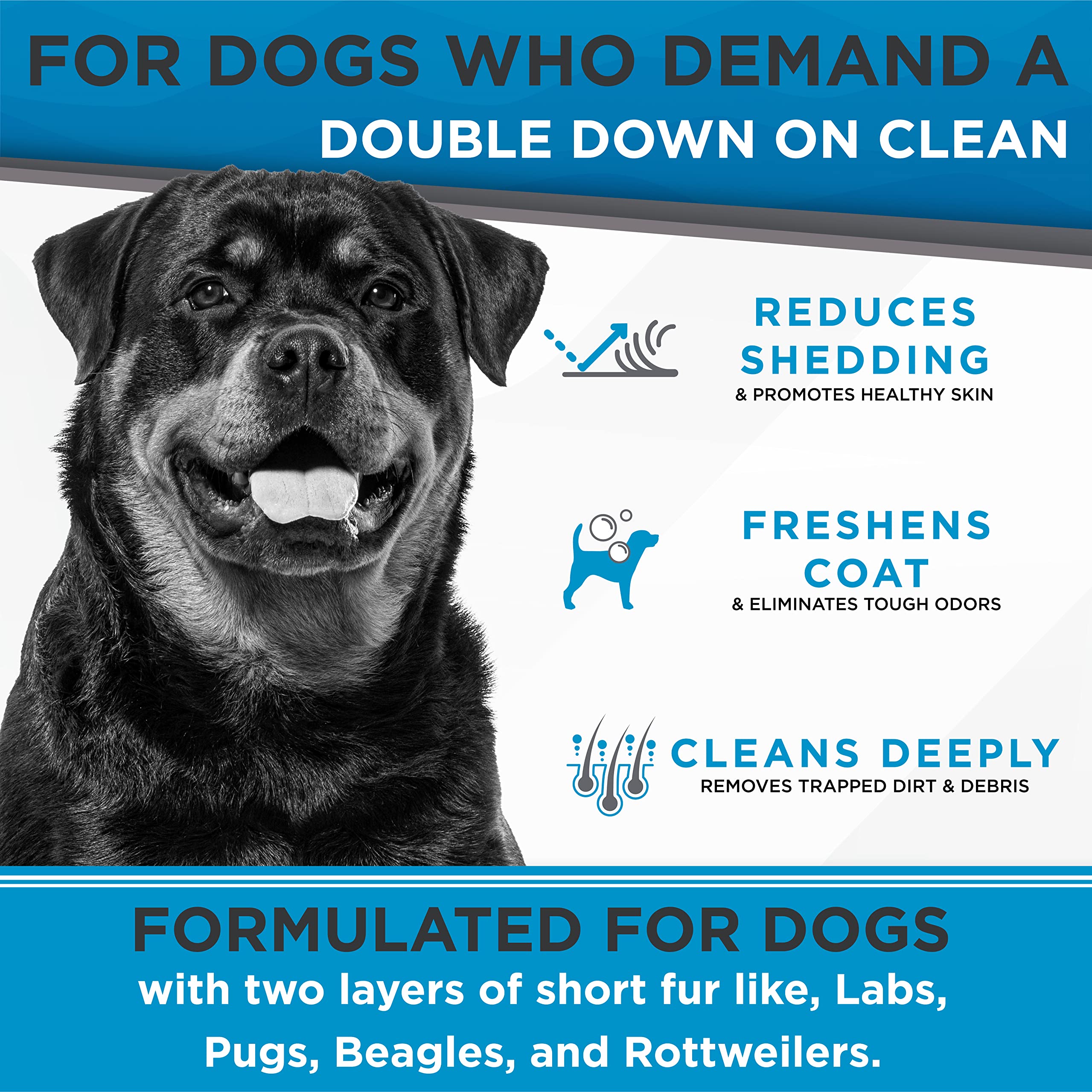 Tropiclean Perfect Fur Deodorizing And Deshedding Dog Shampoo For Smelly Dogs, For Breeds With Short Double Coats Like Corgis, L