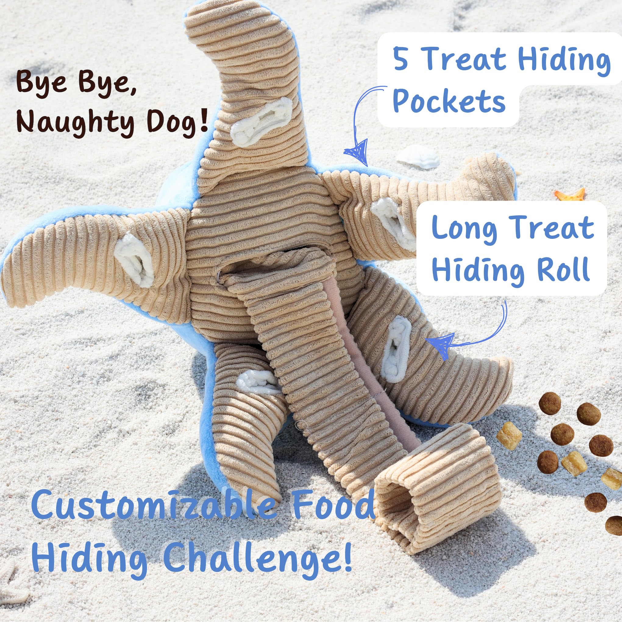 Pawfoo Lab Interactive Snuffle Octopus Dog Puzzle Toy, Plush & Durable, Treat Dispenser, Blue, for Small to Large Dogs, Model PL-2-1