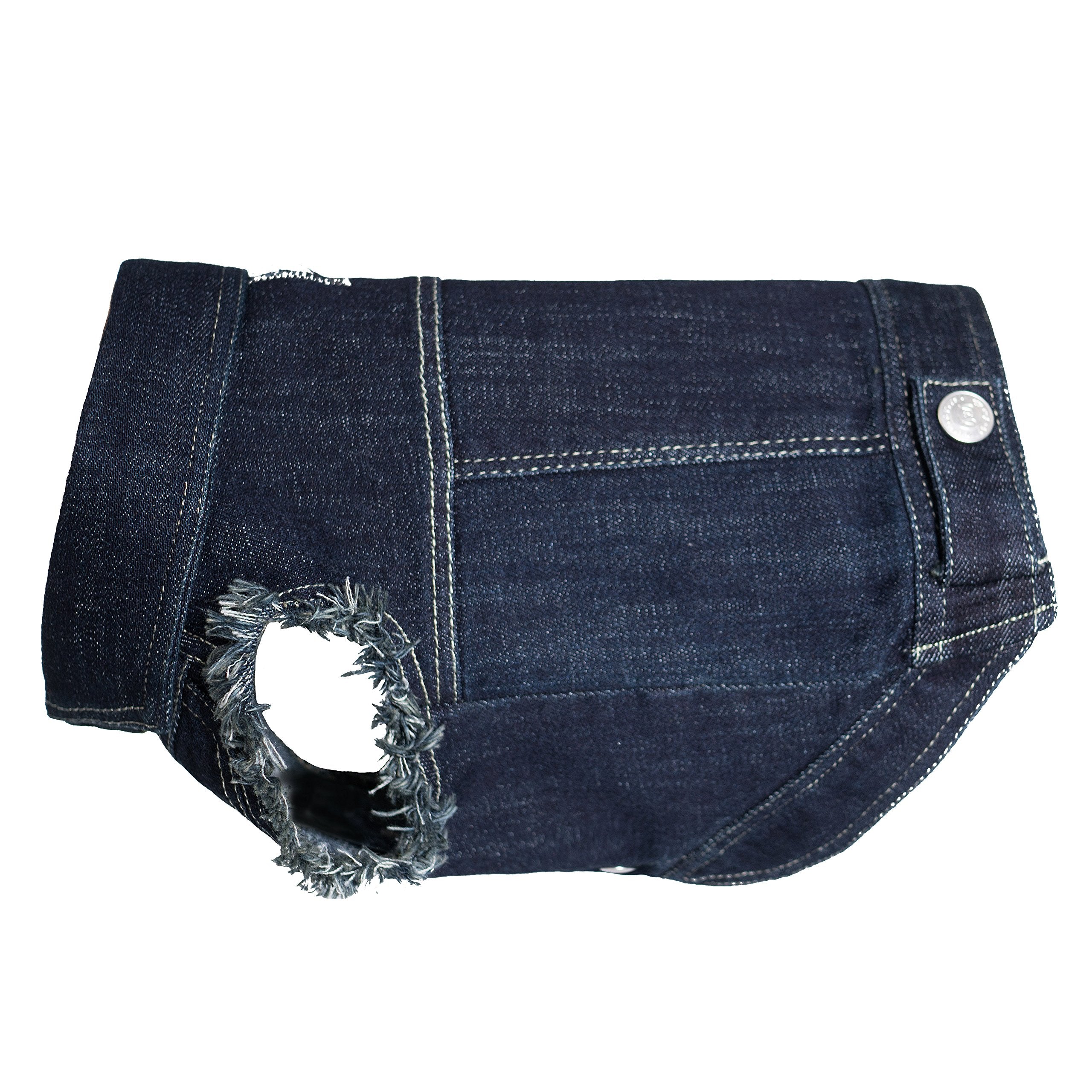 Fashion Jean Jacket For Dogs By United Pups (Chill Pups Navy Blue, Size 5)