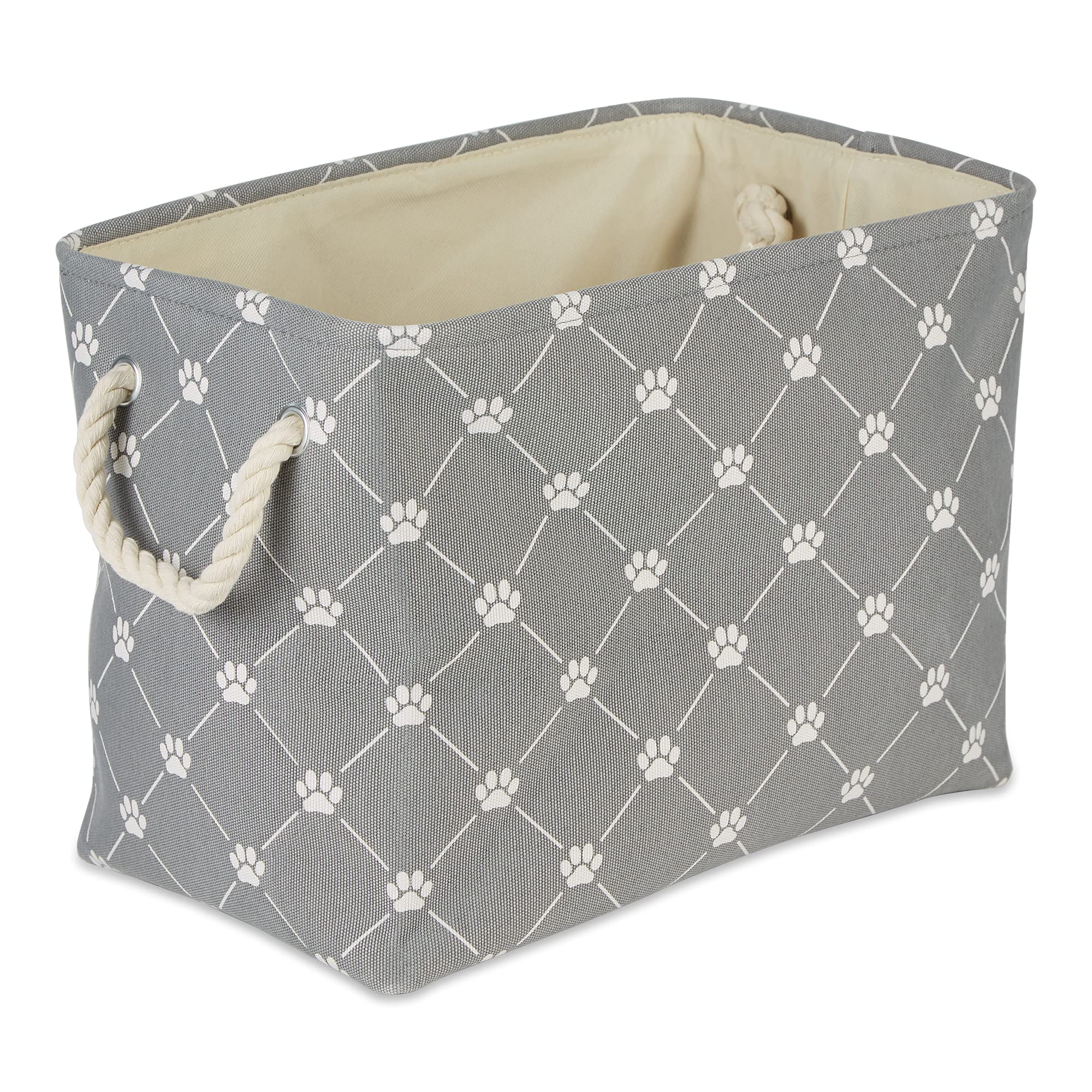 Bone Dry Pet Storage Collection Paw and Bone Print, Small Rectangle, 14x8x9, Gray