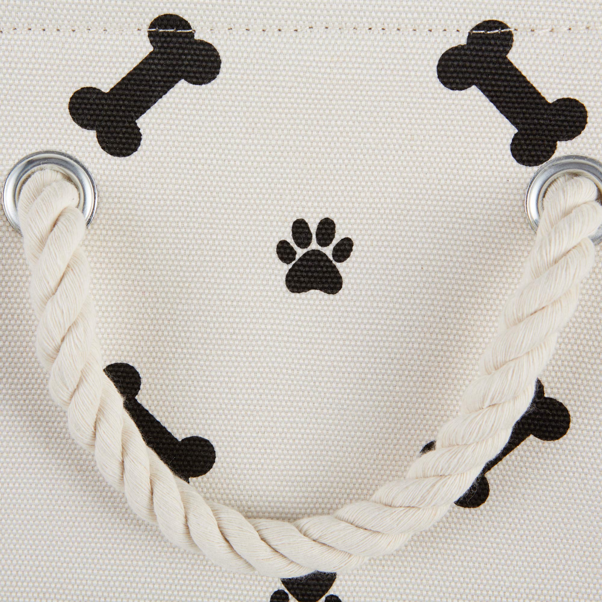 Bone Dry Pet Storage Collection Paw and Bone Print, Medium Round, 12x15x15, Black