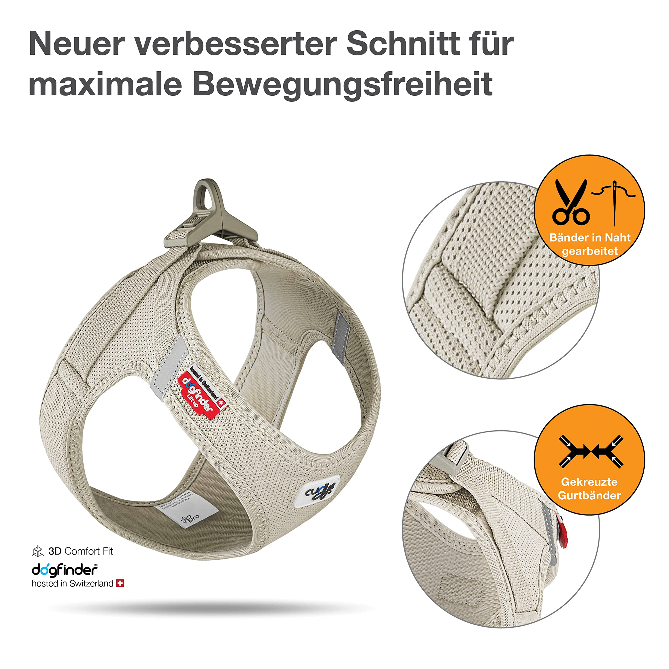 Vest Harness Curli Clasp Air-Mesh Light-Tan Xs