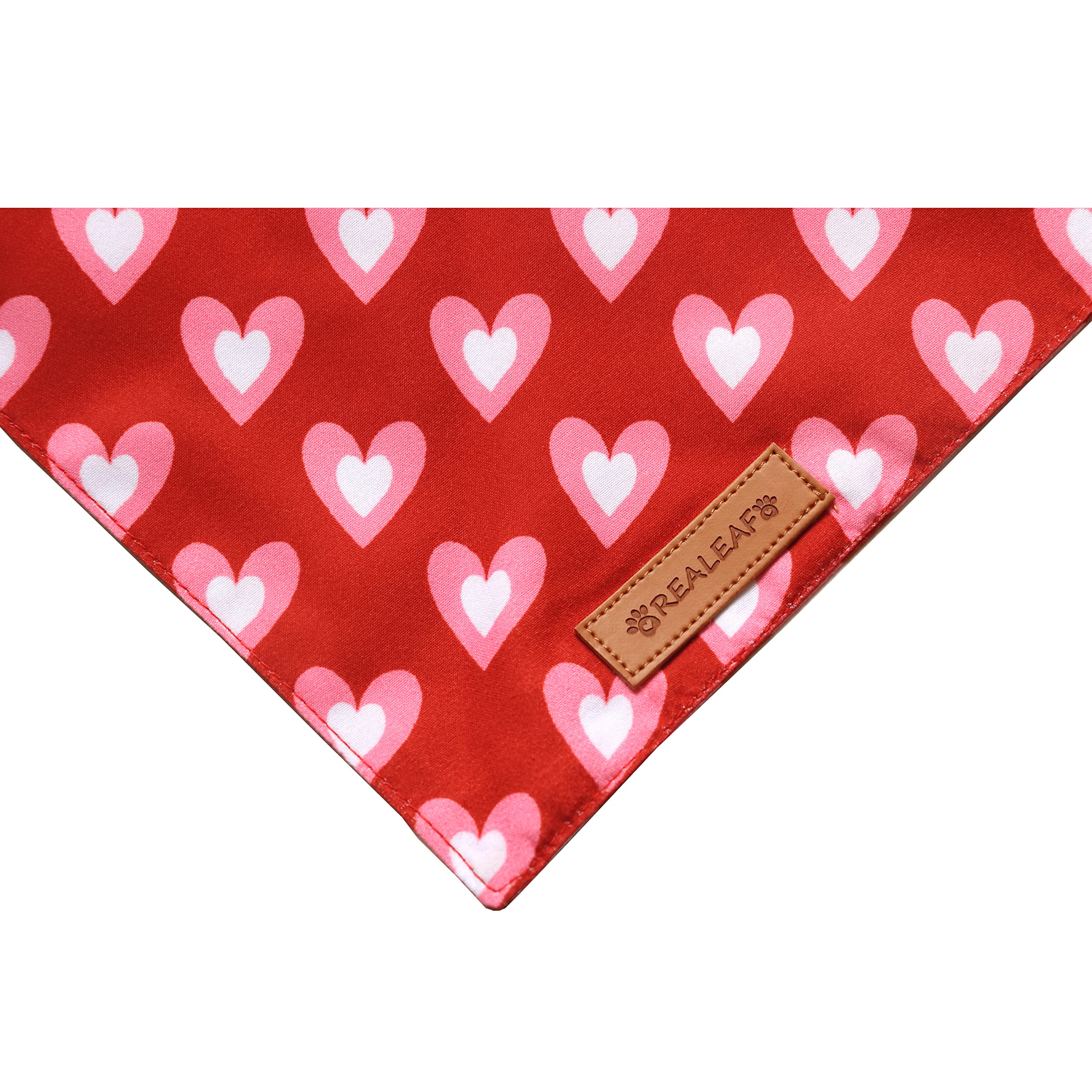 Realeaf Love Dog Bandanas 2 Pack, Triangle Reversible Mothers Day Valentine'S Day Pet Scarf For Boy And Girl, Premium Durable Fa