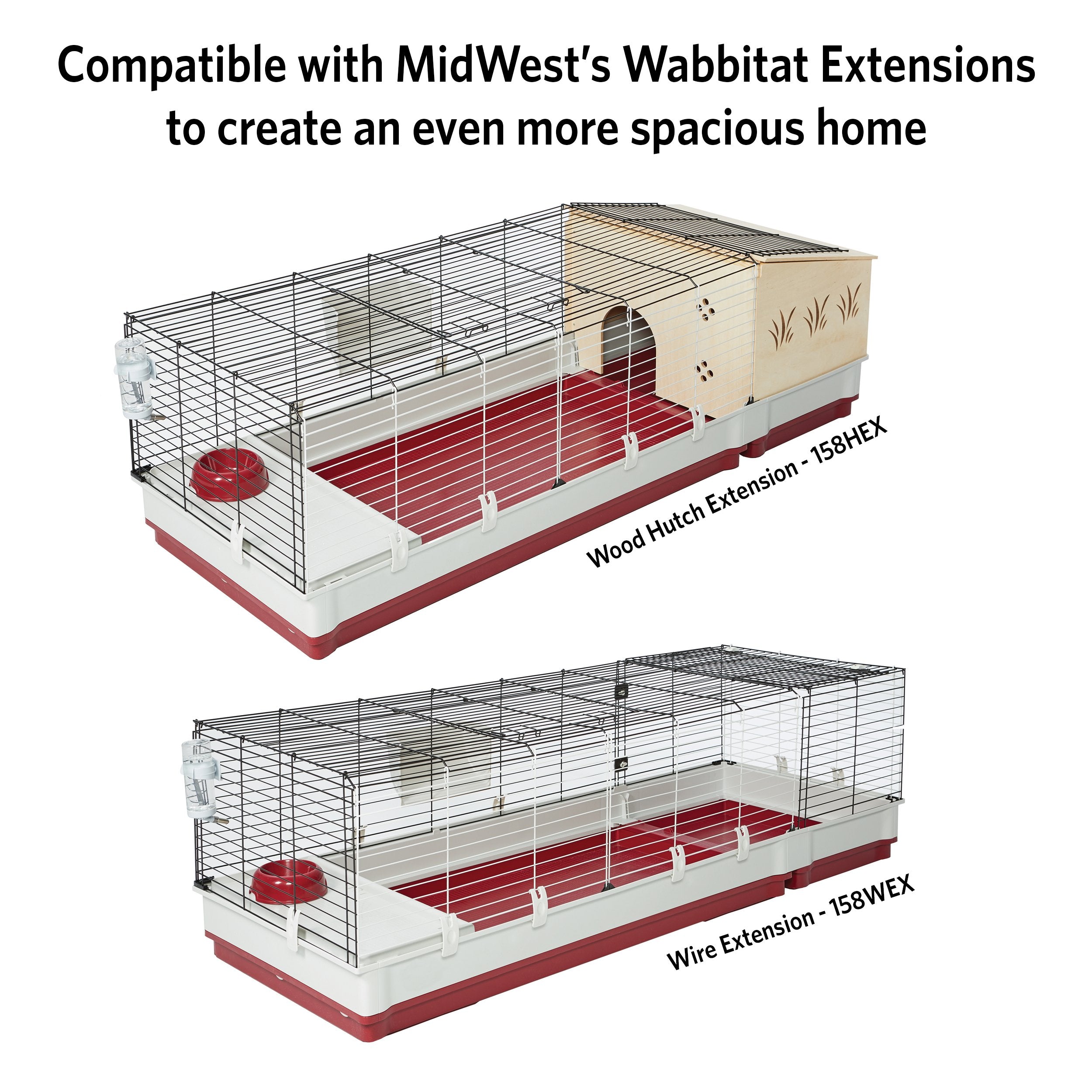 MidWest Homes for Pets Deluxe Rabbit & Guinea Pig Cage, X-Large, Metal, 47.2"L x 19.7"W x 23.6"H, White & Red