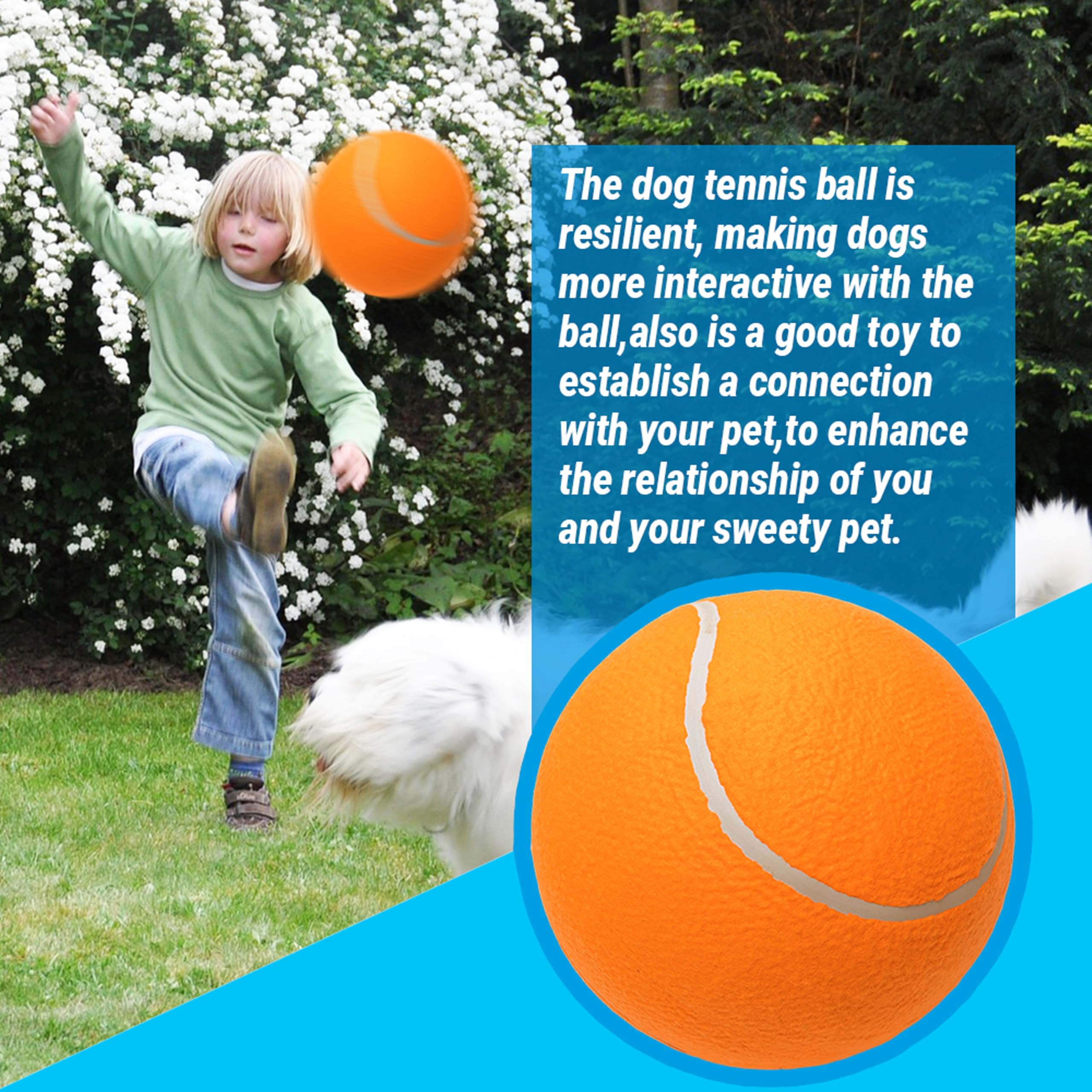 Covgopi 9.5'' Large Dog Tennis Balls, 2 Pack Interactive Pet Toys For Playing Training Outdoor Indoor, Oversize Rubber Inflatabl