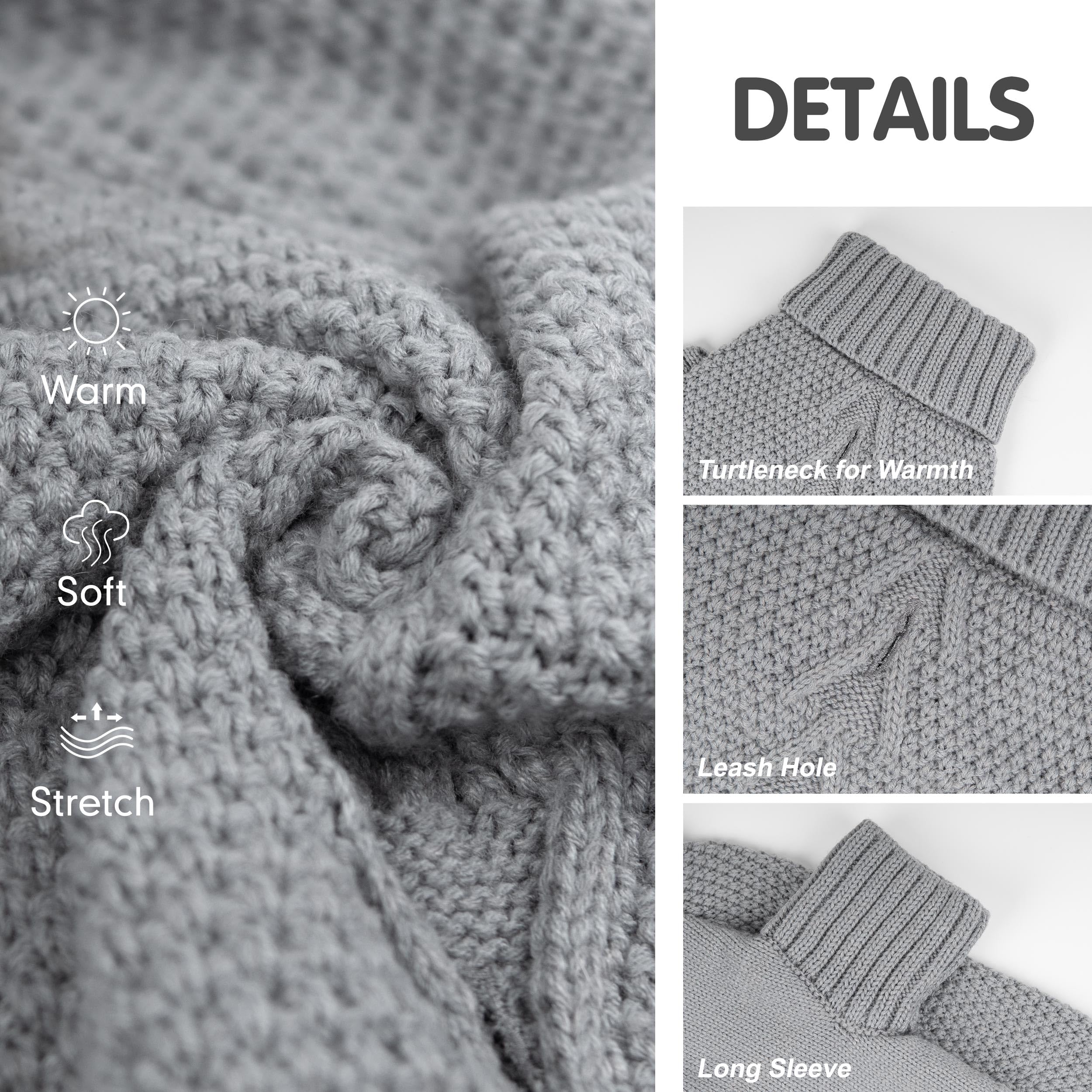 Cyeollo Dog Sweater Turtleneck Knitted Sweaters With Leash Hole Soft Knitwear Warm Dog Clothes For Medium Dogs