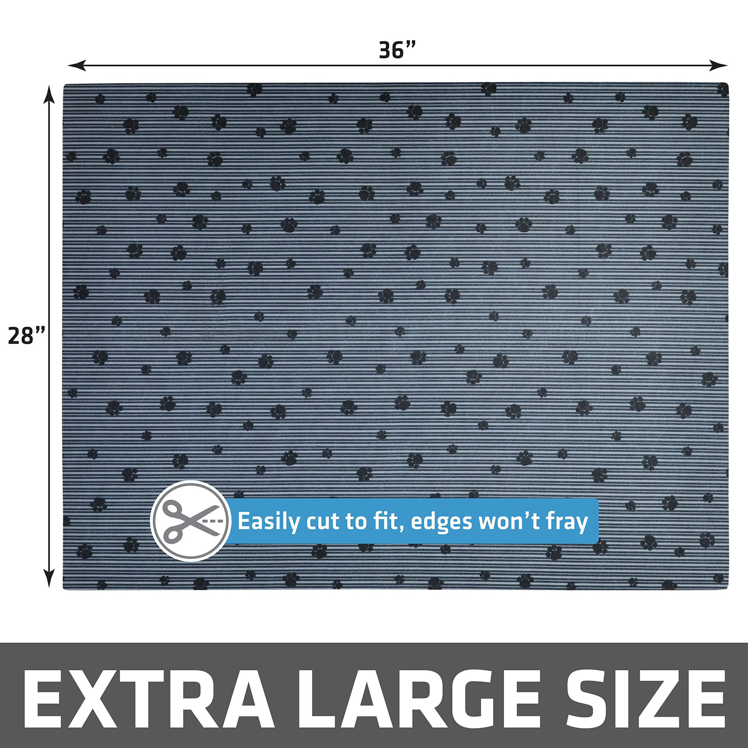 Drymate Original Cat Litter Mat, Contains Mess From Box, Protects Floors, Urine-Proof, Machine Washable, Soft On Kitty Paws, Absorbent, Waterproof (Usa Made) (28”X36”)(Greystripepaw)(12-Pack)