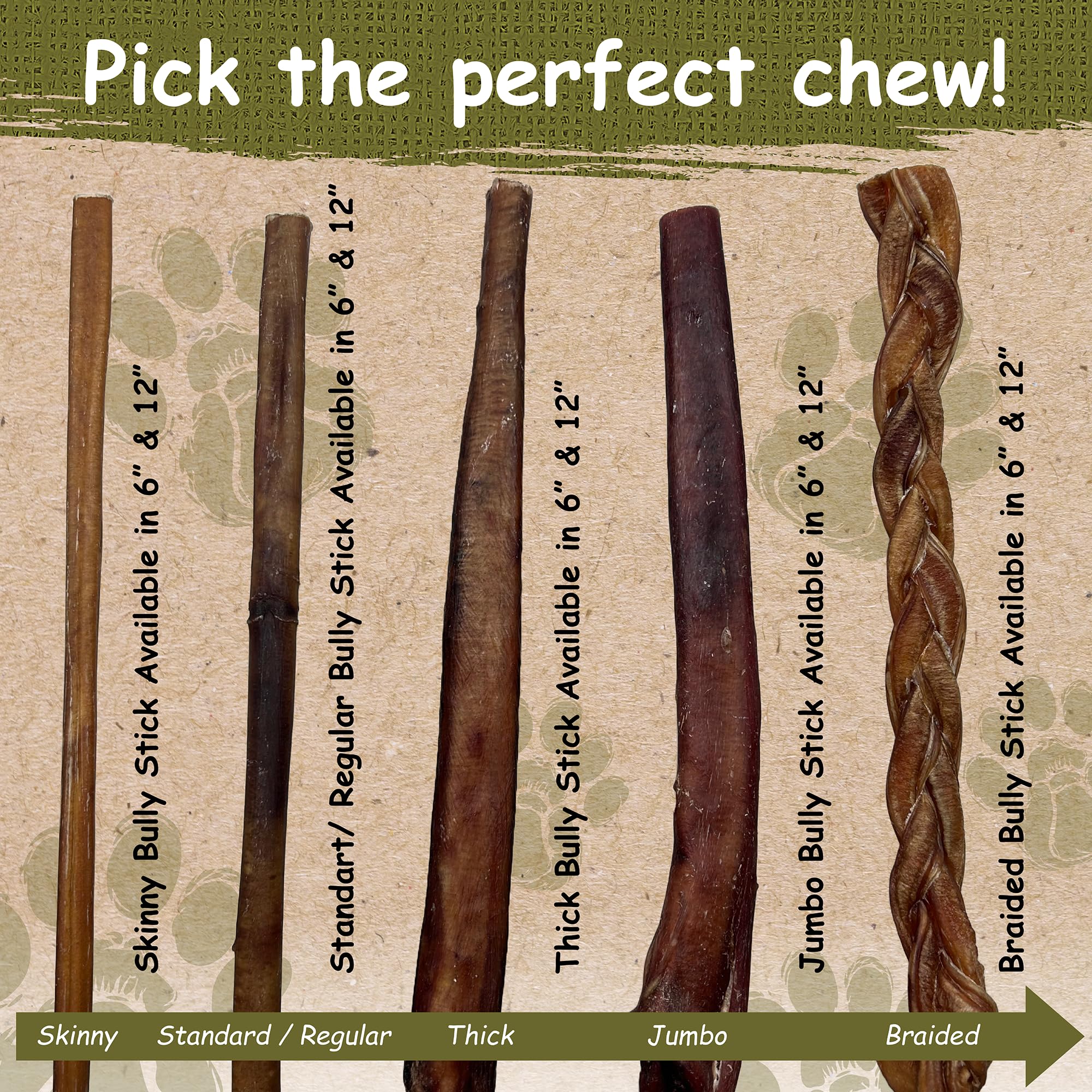 Top Dog Chews - Thick 12 Inch Bully Sticks, 100% Natural Beef, Free Range, Grass Fed, High Protein, Supports Dental Health & Eas