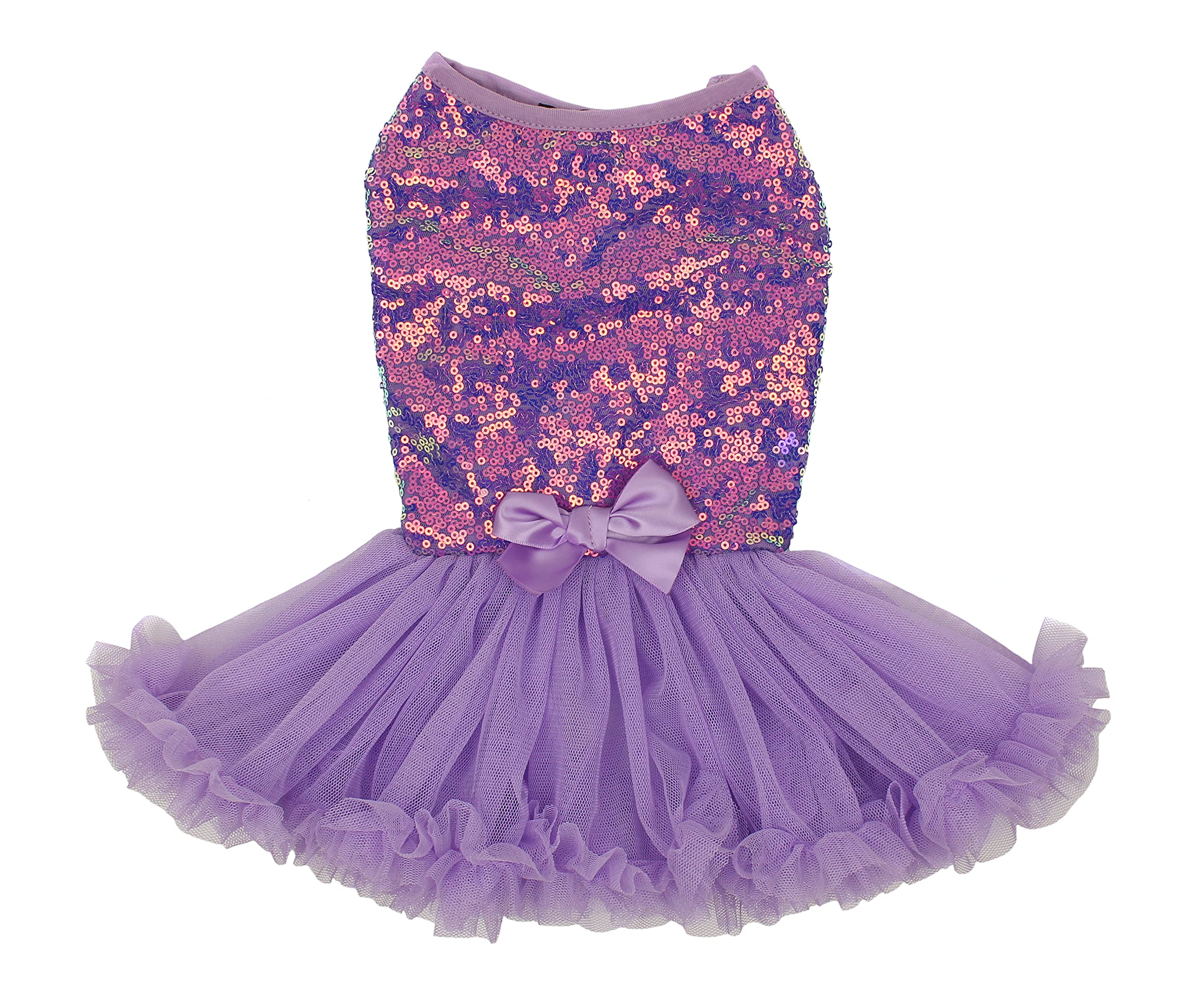 Pawpatu Purple Sequin Costume Tulle Dress For Dogs, Lavender, Small