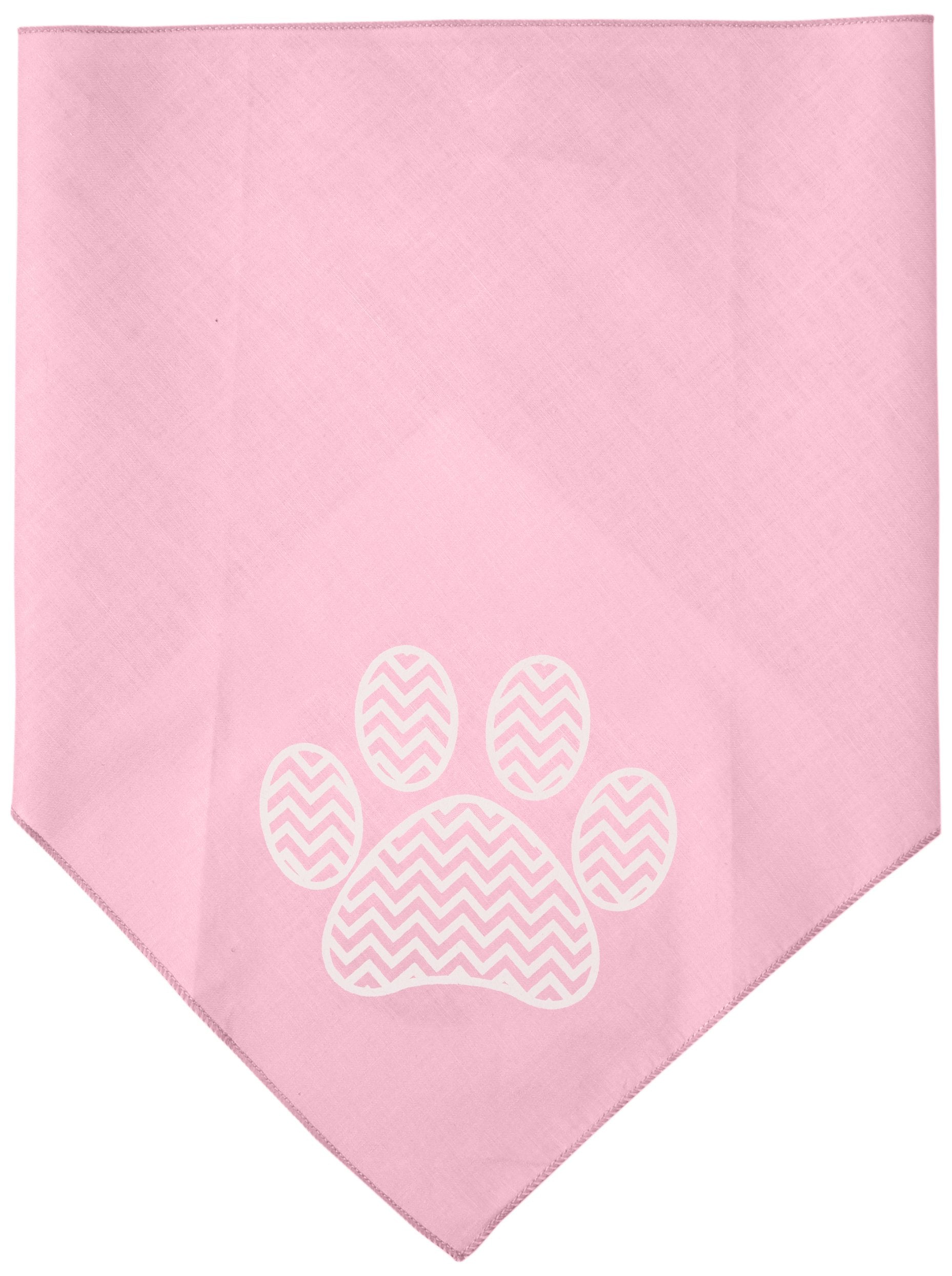 Mirage Pet Products Chevron Paw Screen Print Bandana, Light Pink, Large