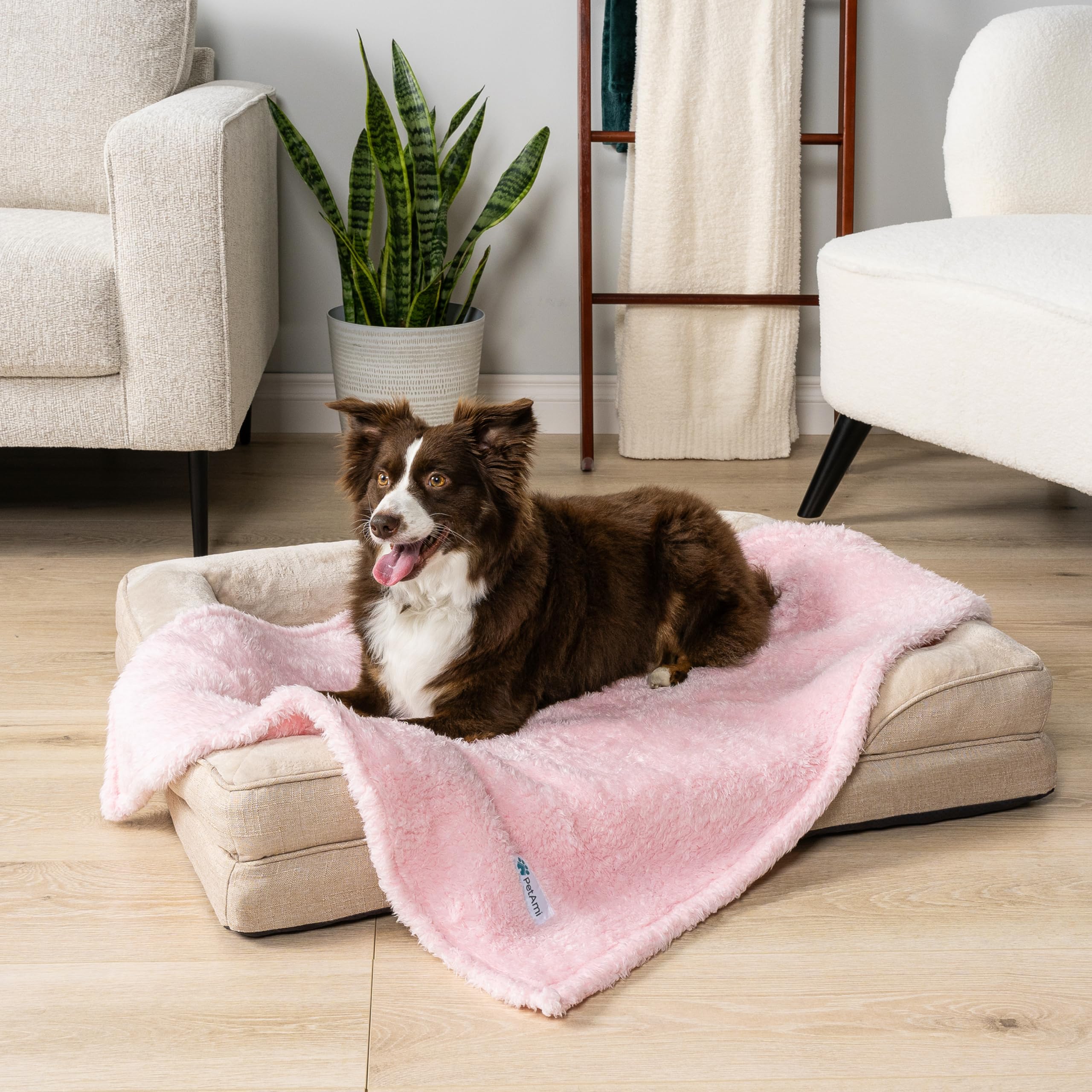 PetAmi Dog Blanket for Small Medium Dogs Pink, Fluffy Soft Puppy Blanket, Sherpa Fleece Cat Blanket for Kitten Doggie, Calming P