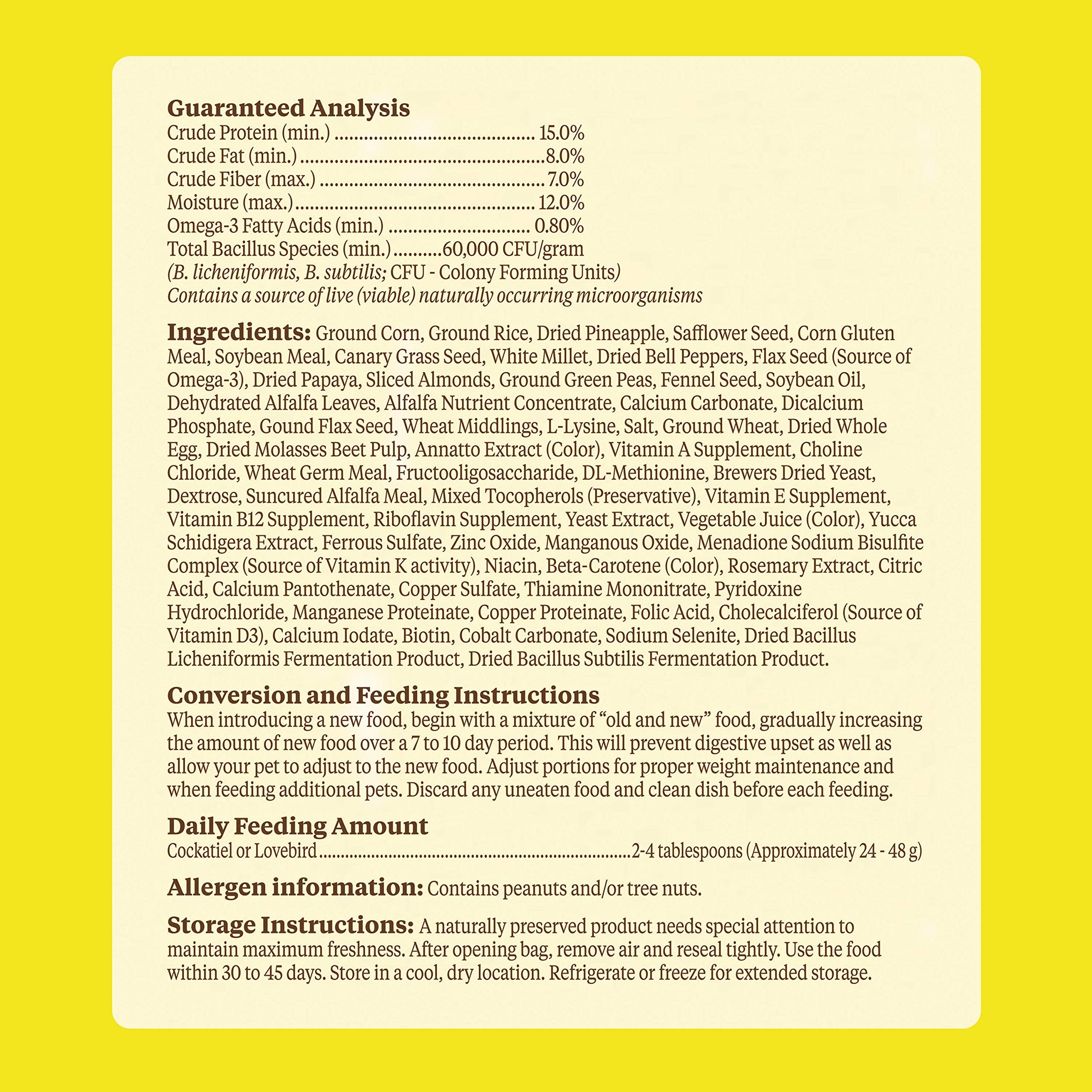 Kaytee Food from The Wild Natural Pet Cockatiel Bird Food, 2.5 Pound