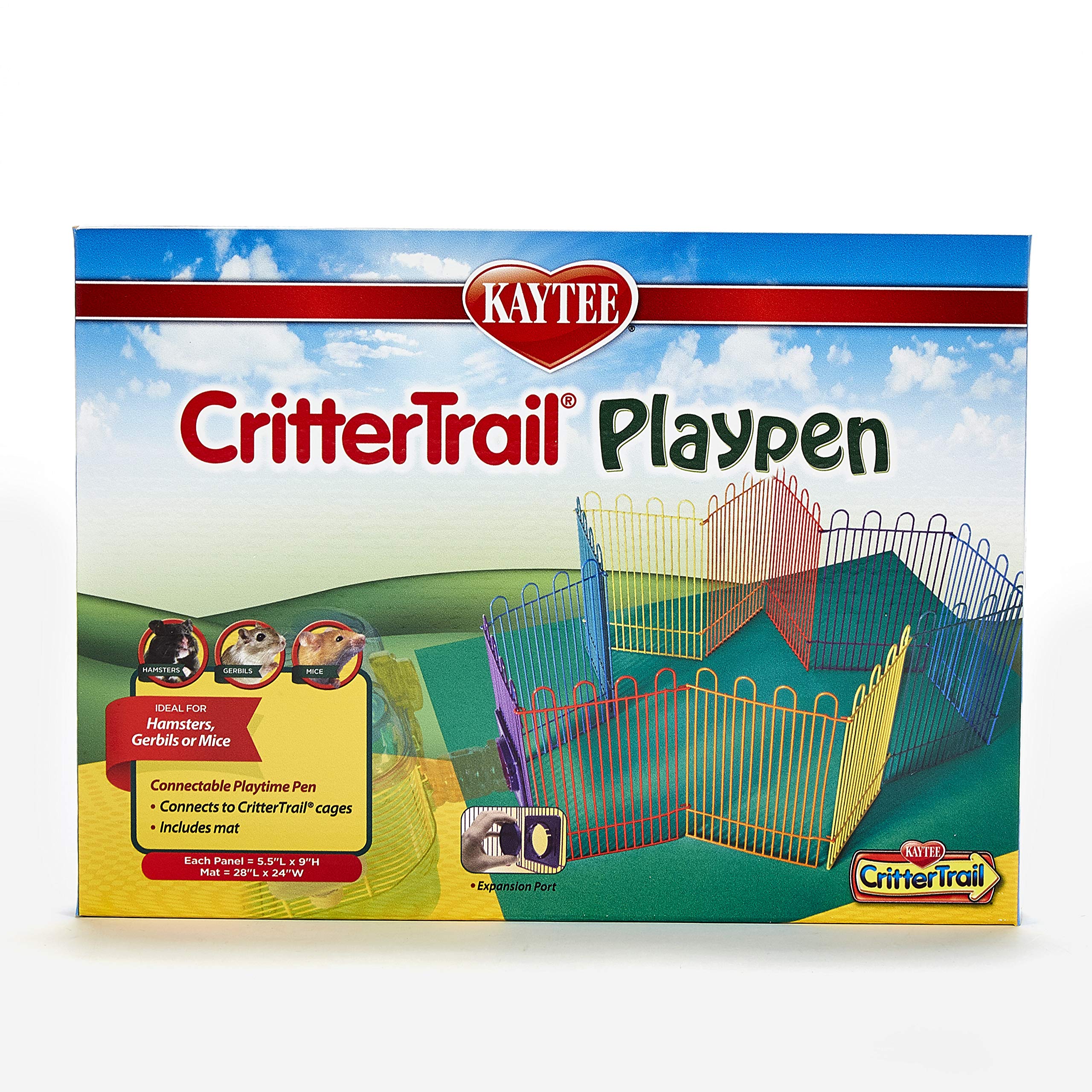 Kaytee CritterTrail Playpen with Mat for Pet Gerbils, Hamsters or Mice Blue Small