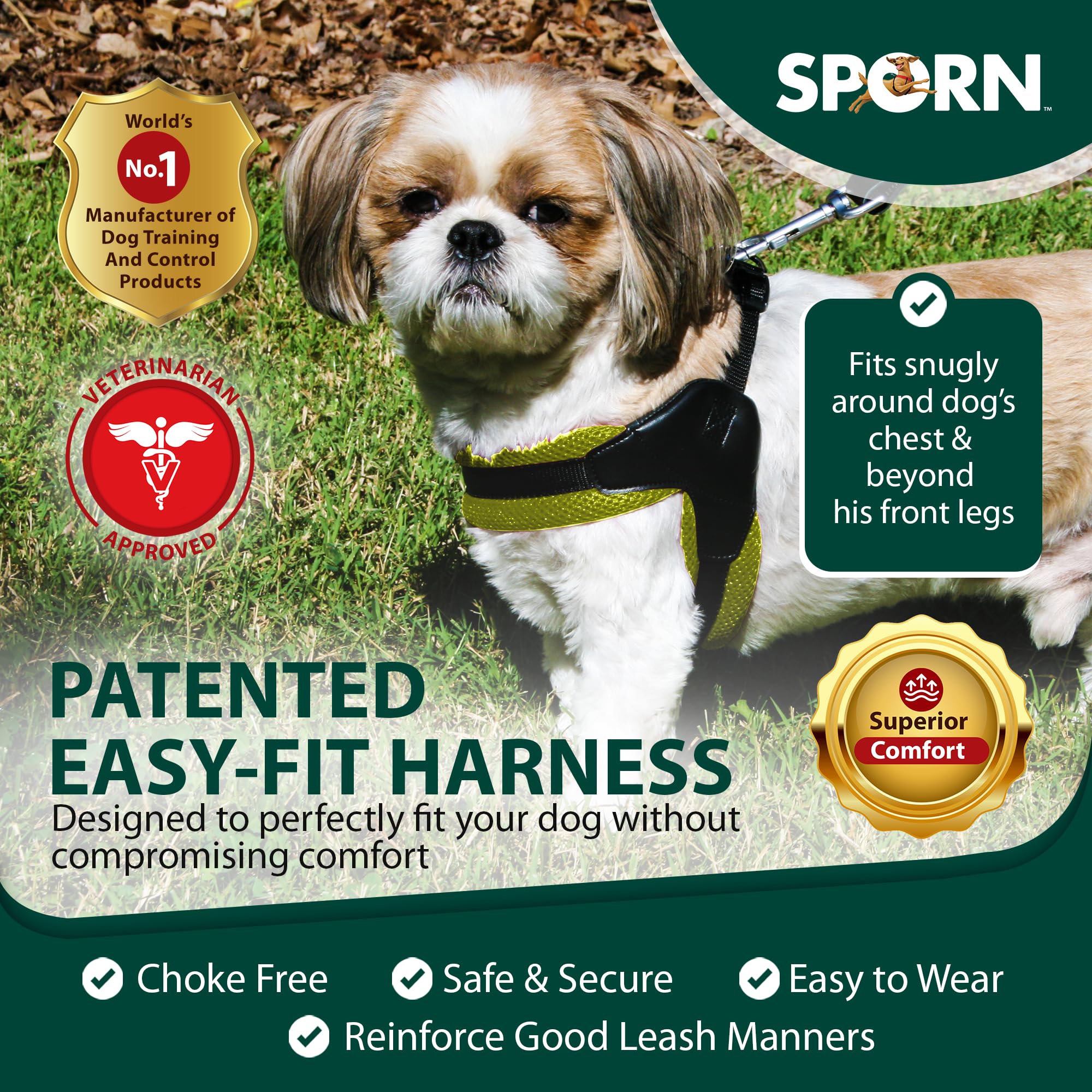 Sporn Easy-Fit Mesh Dog Harness Small Sized Dog, Yellow Soft Fabric Nylon No Choke Dog Harness Small Size Dog, Breathable & Easy