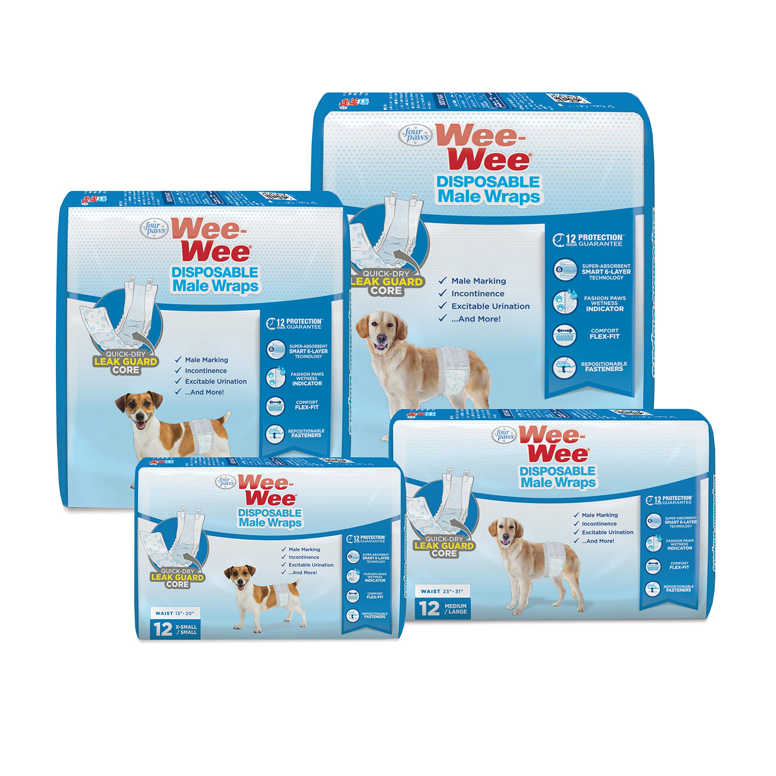 Four Paws Wee Wee Disposable Male Dog Wraps Medium/Large