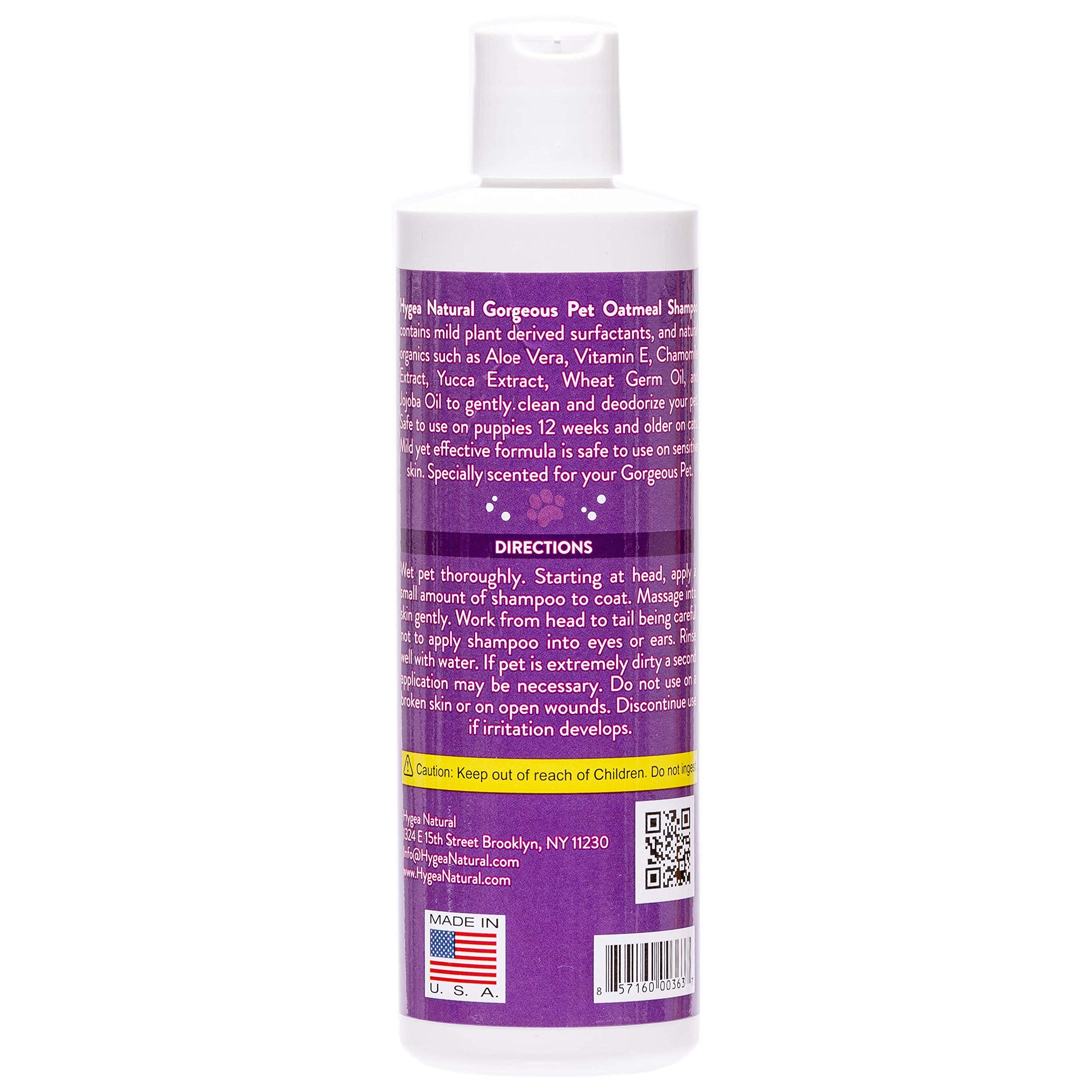 Hygea Natural Gorgeous - Nourishing Pet Shampoo for Dogs – Oatmeal Formula with Aloe and Vitamin E – Natural Ingredients, 16 oz