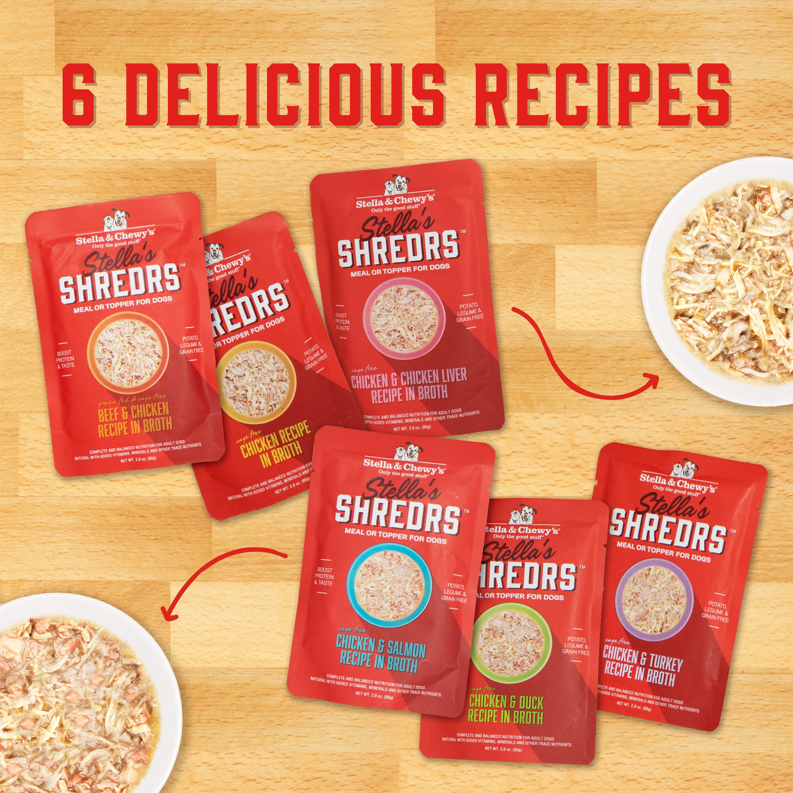 Stella & Chewys Stellas Shredrs Cage Free Chicken & Turkey Recipe in Broth, 2.8 oz. Pouches (Pack of 24)