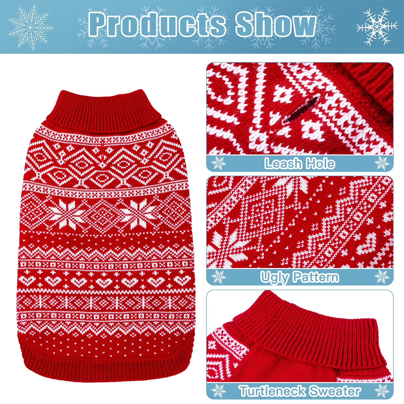 Dog Sweater Argyle - Warm Sweater Winter Clothes Puppy Soft Coat, Ugly Dog Sweater For Small Medium And Large Dogs, Pet Clothing