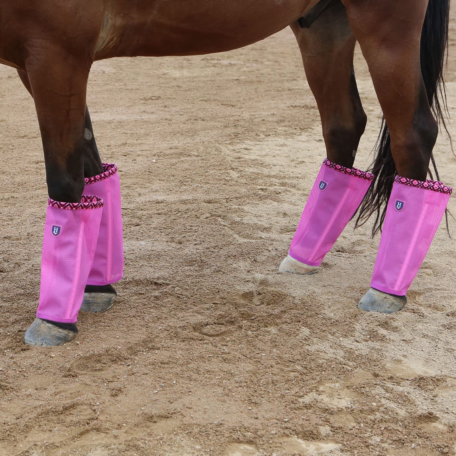 Caremaster Fine Mesh Fly Boots Loose Fitting & Non-Slip Horse Fly Leggings Fleece Air Flow (Set Of 4) Hot Fuchsia Pony