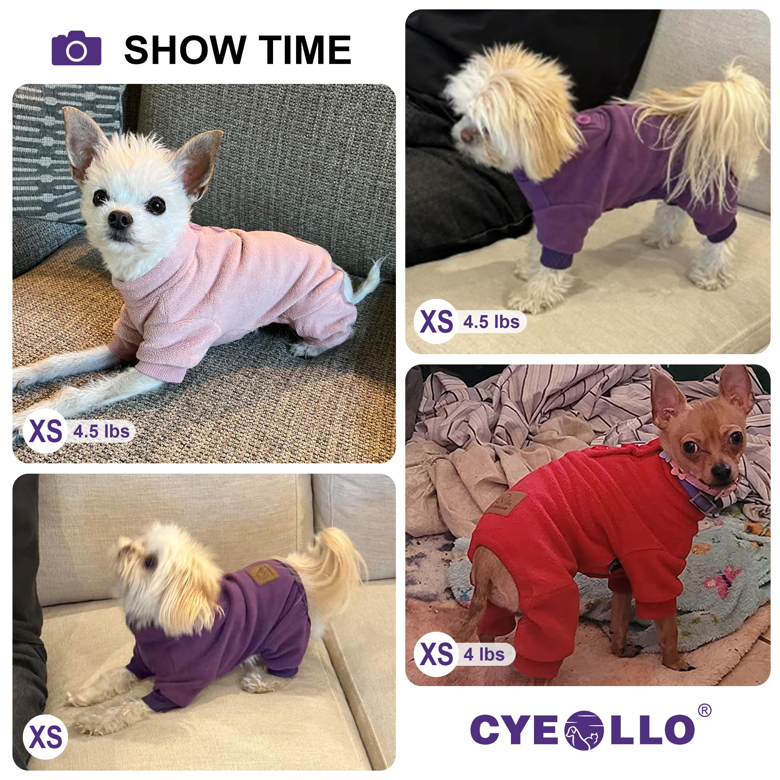 Cyeollo Dog Pajamas Fleece Dog Pjs Jumpsuit Thermal Dog Onesie Stretchy Doggie Pet Jammies Outfits For Dogs Cats Apparel, Navy X