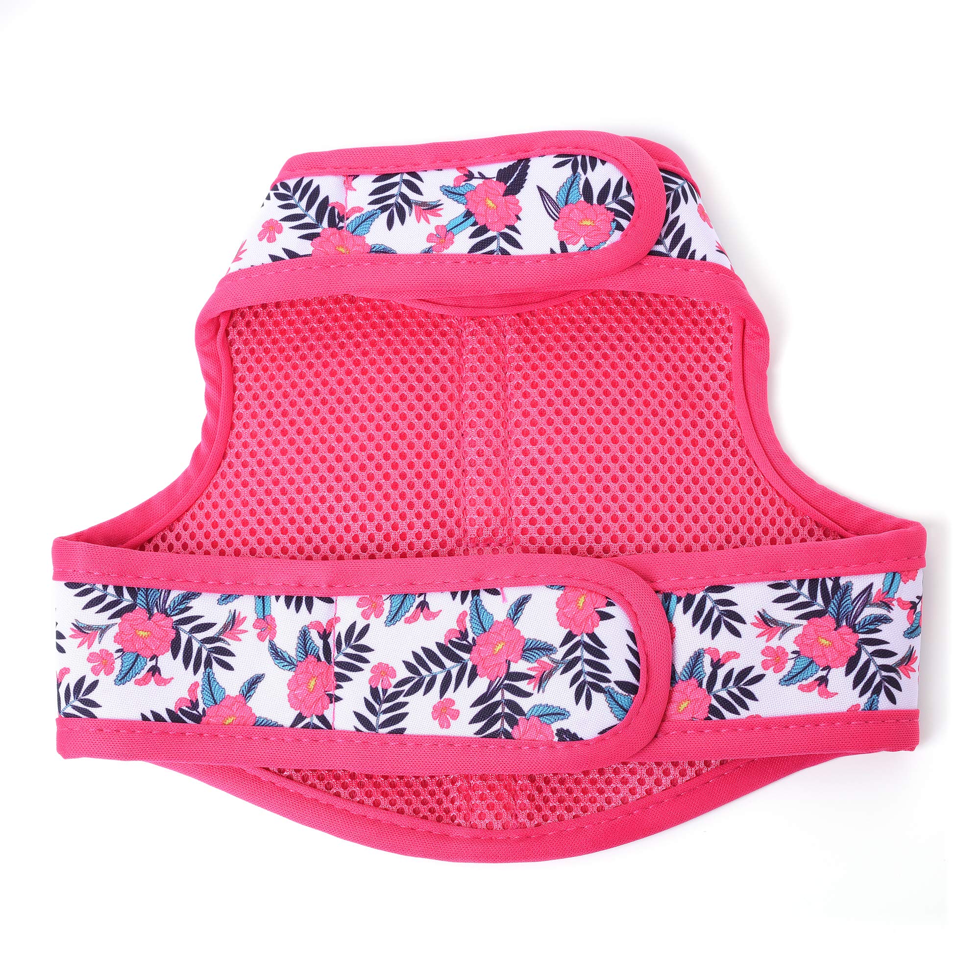 Mile High Life | Easy Get On Air Mesh Vest Harness | Spring Floral Collection | Adjustable Easy Closures Both Neck And Chest |20 Lbs Small Dogs & Cats | Peony S| S Chest Size (16'-18')