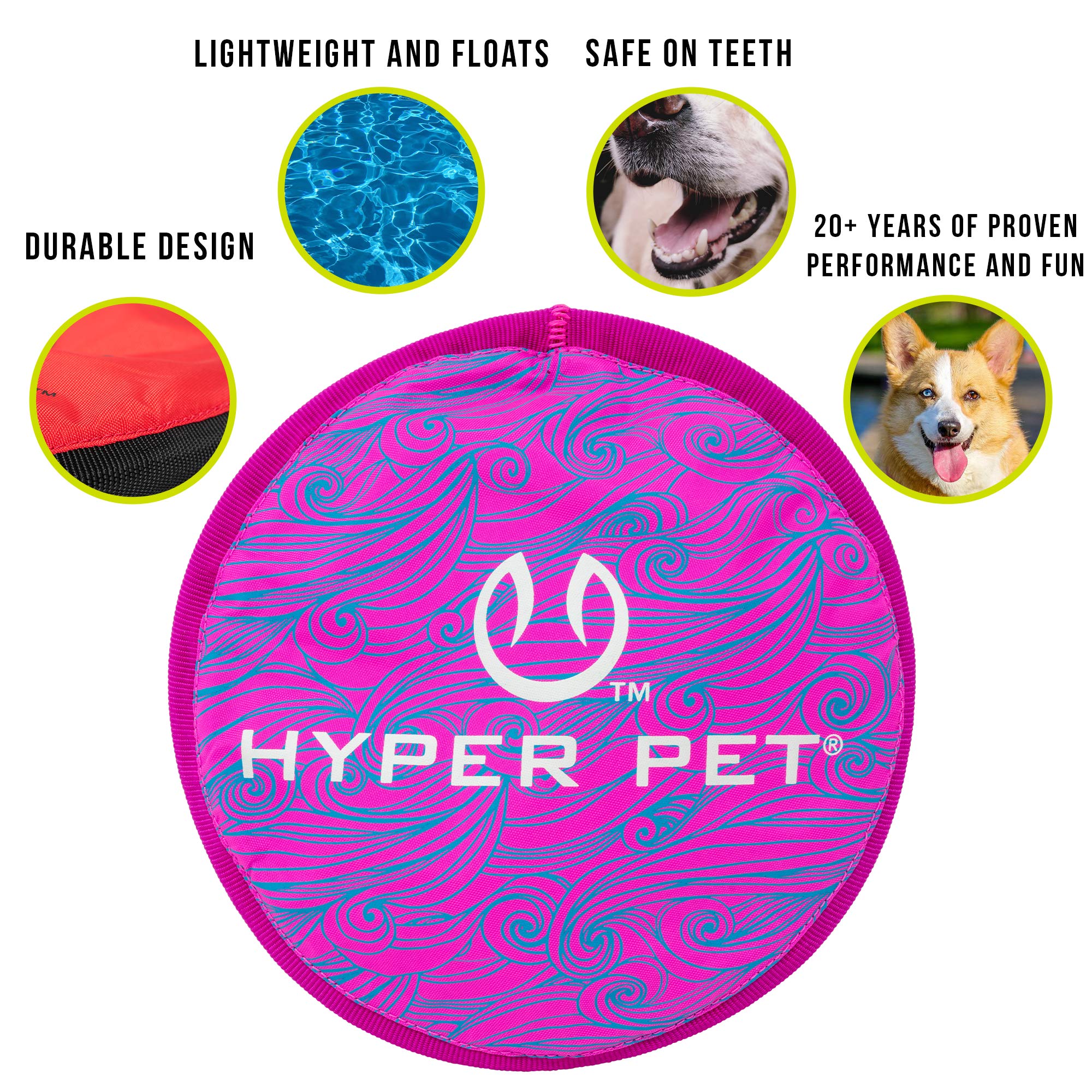 Hyper Pet Flippy Flopper 9 Flying Disc Soft Dog Toy, Floats in Water & Safe on Teeth, Pack of 1, Purple Swirl Design