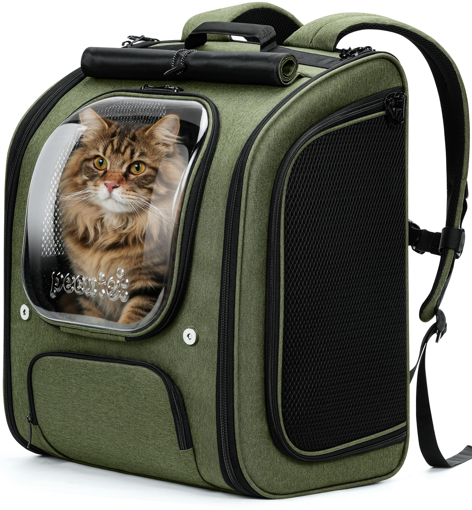 Pecute Cat Backpack Carrier XL, Large Space Cat Bubble Backpack, Breathable Cat Carrier, Shaded Dog Backpack Carrier, Ergonomic 