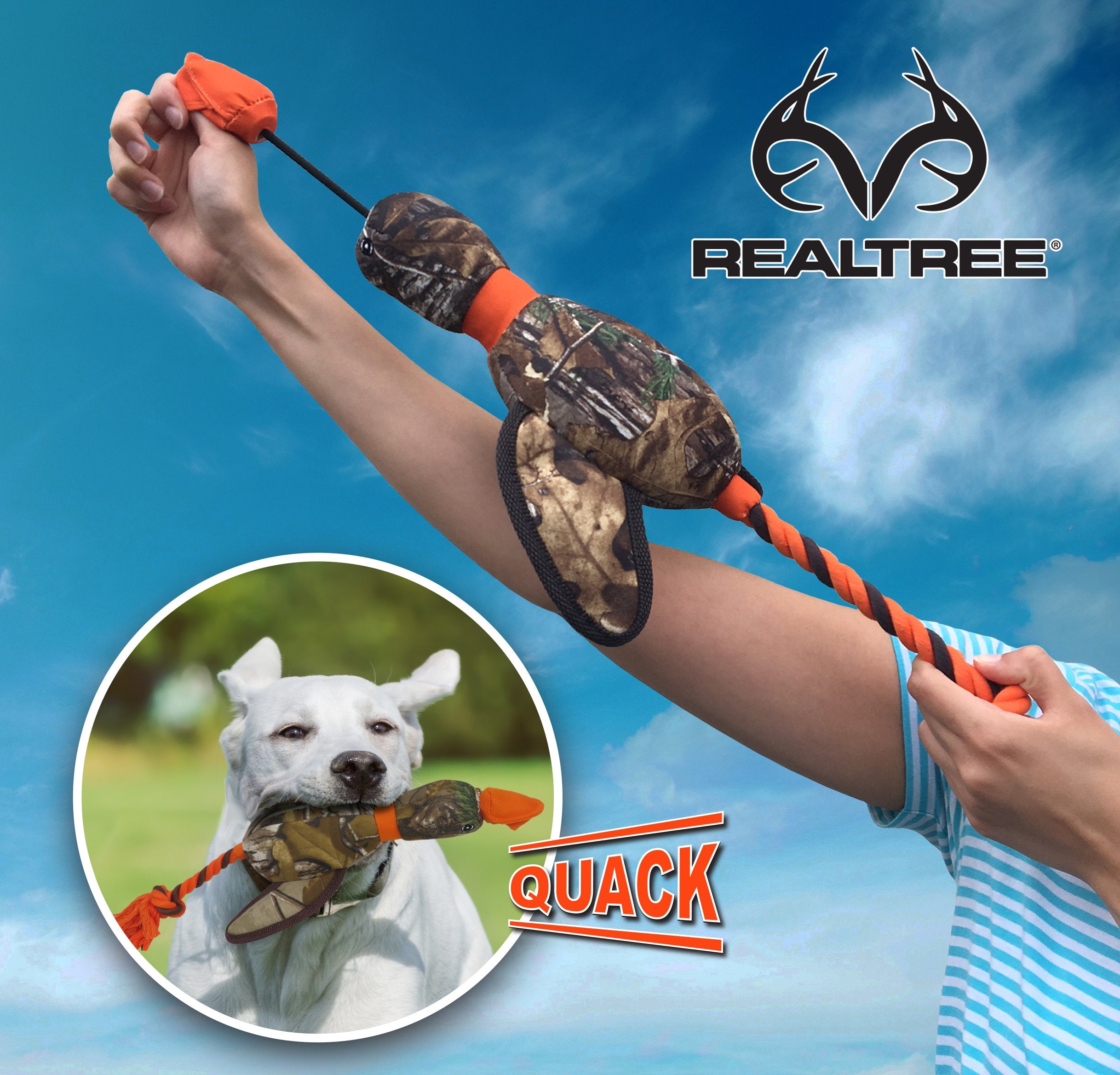 Realtree Mallard Sling-Shot Dog Toy. Best Licensed Tough Floating Toy For Dogs & Cats. Fun & Durable Pet Toy