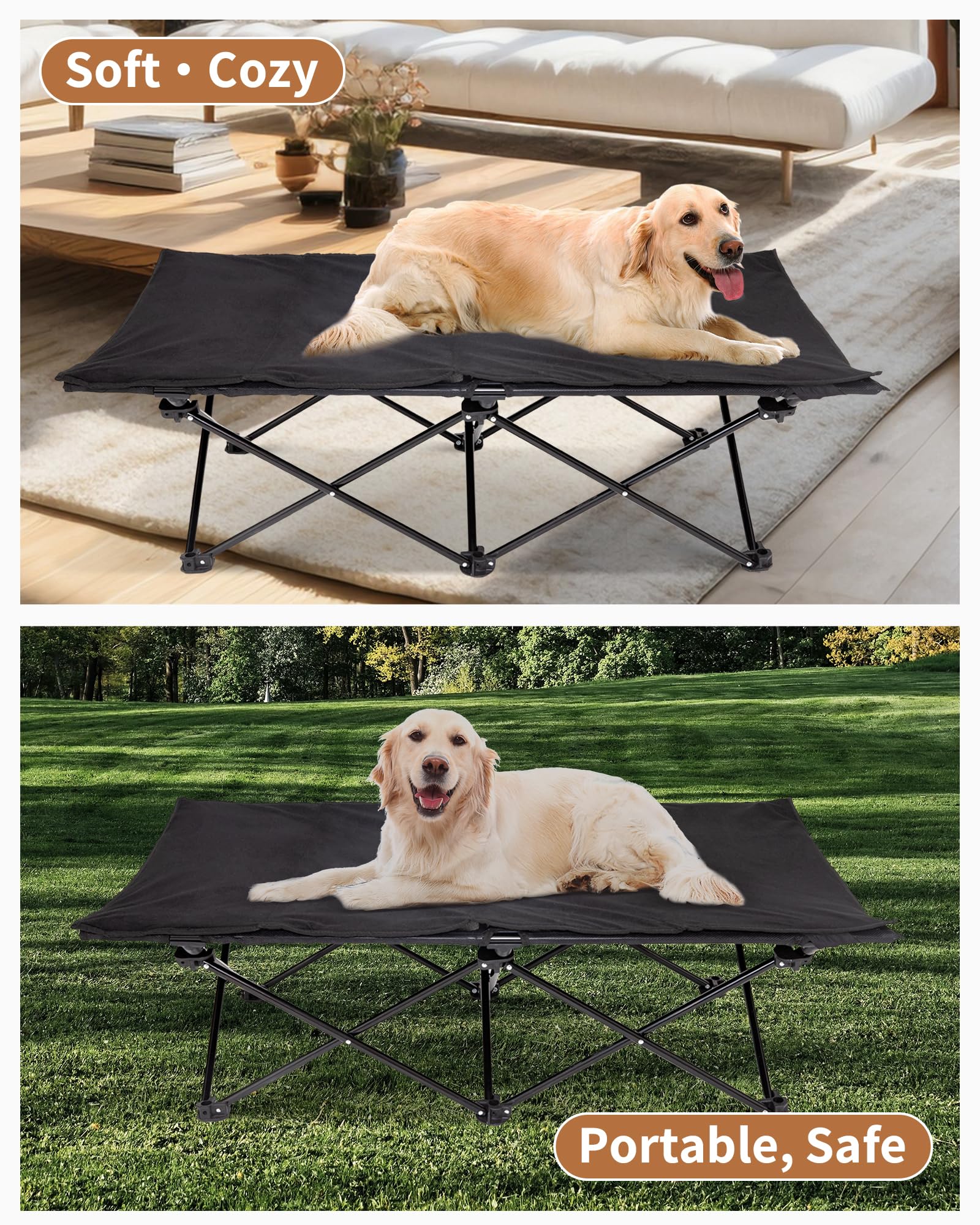 Kingcamp Elevated Dog Bed For Large Dogs, Raised Outdoor Indoor Portable Cooling Cot Lifted Pet Hammock Off Ground With Washable