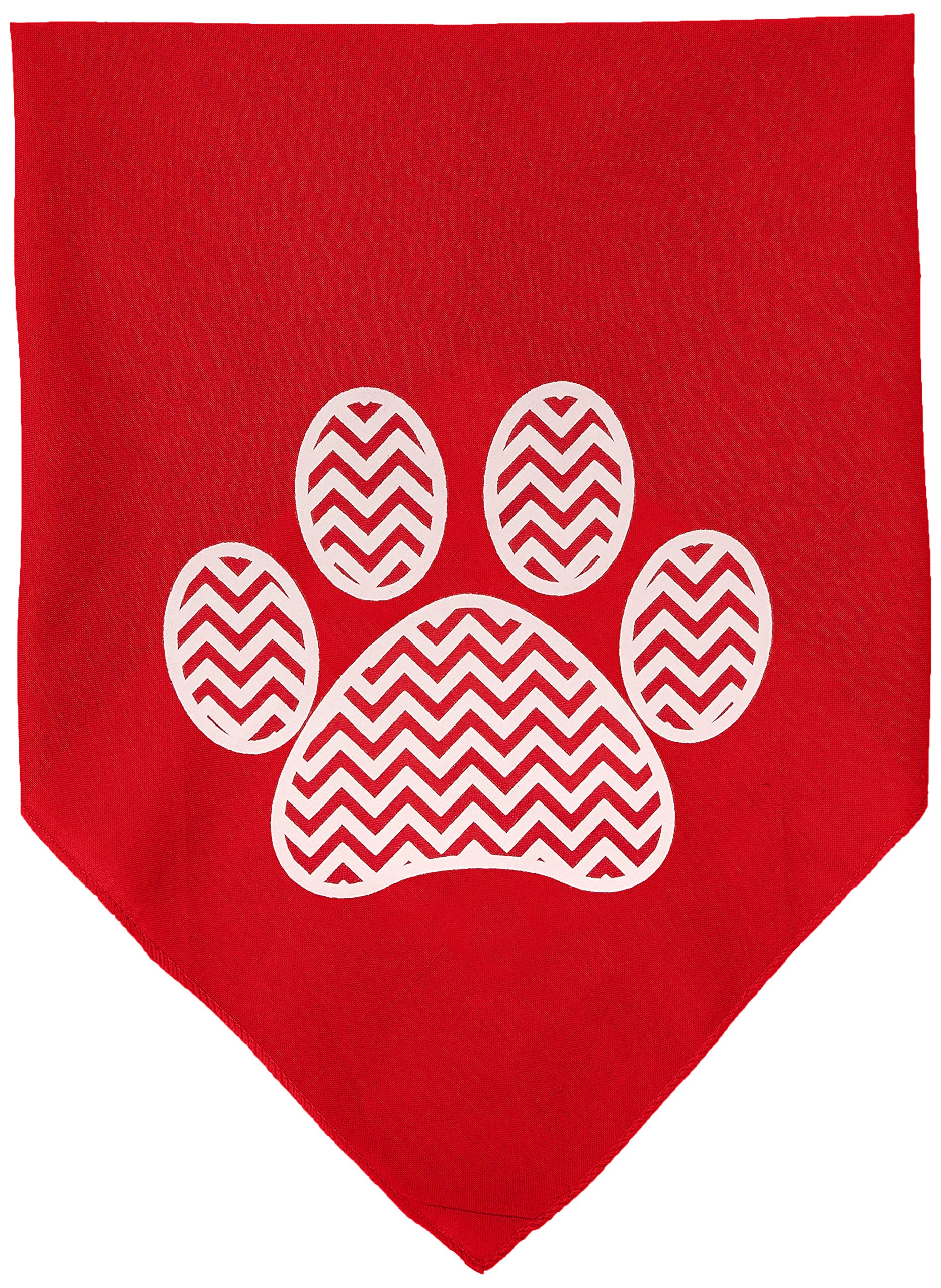 Mirage Pet Products Chevron Paw Screen Print Bandana, Red, Large