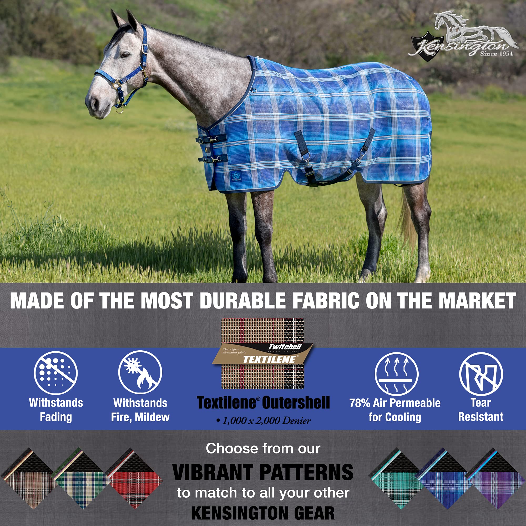 Kensington Breathable And Uv Protective Sheet Surefit All Season Protection For Horse - 69'', Kentucky Blue
