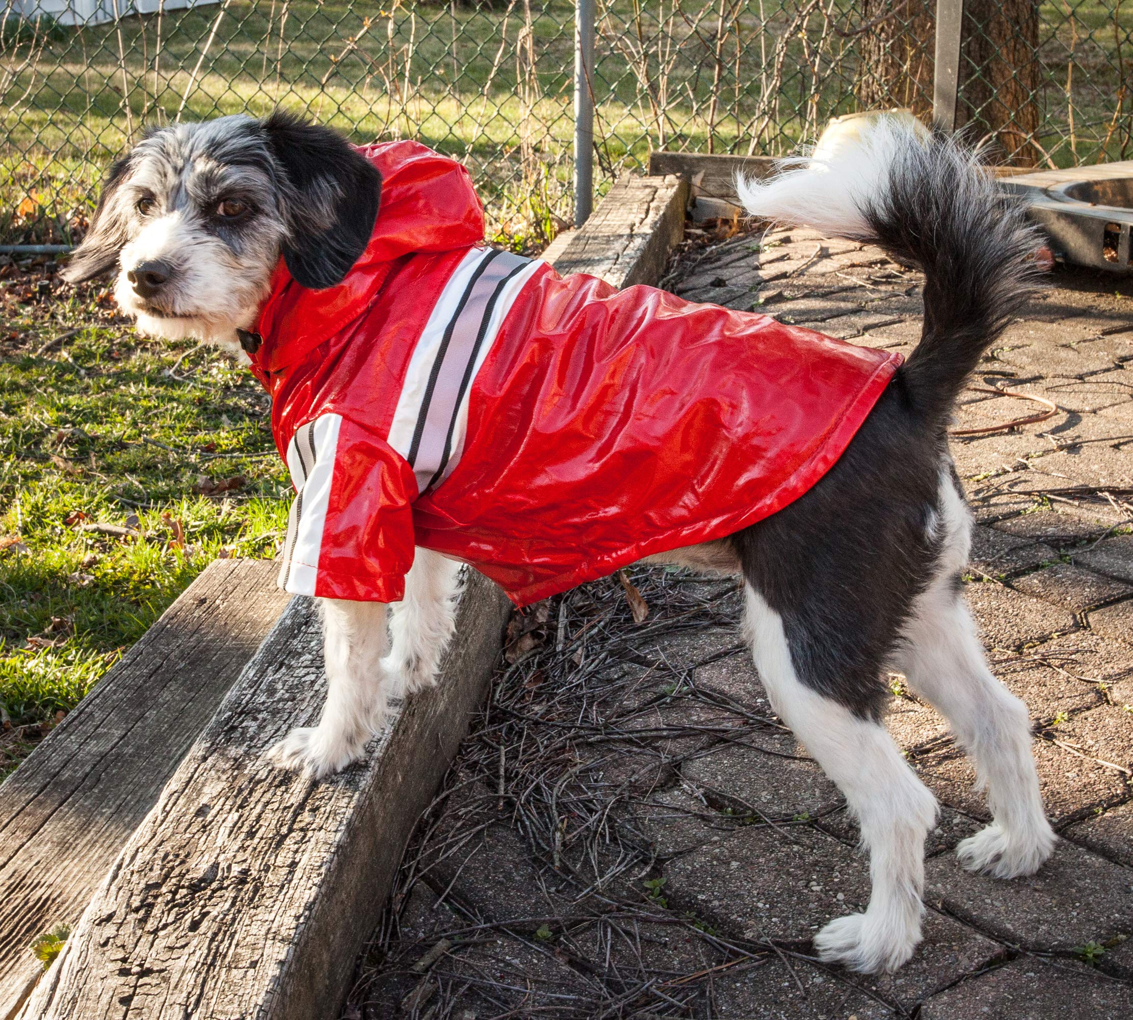 Pet Life        Reflecta-Glow Pvc Dog Raincoat - Reflective And Waterproof Dog Coat With Reversible Polar Fleece - Adjustable Pe